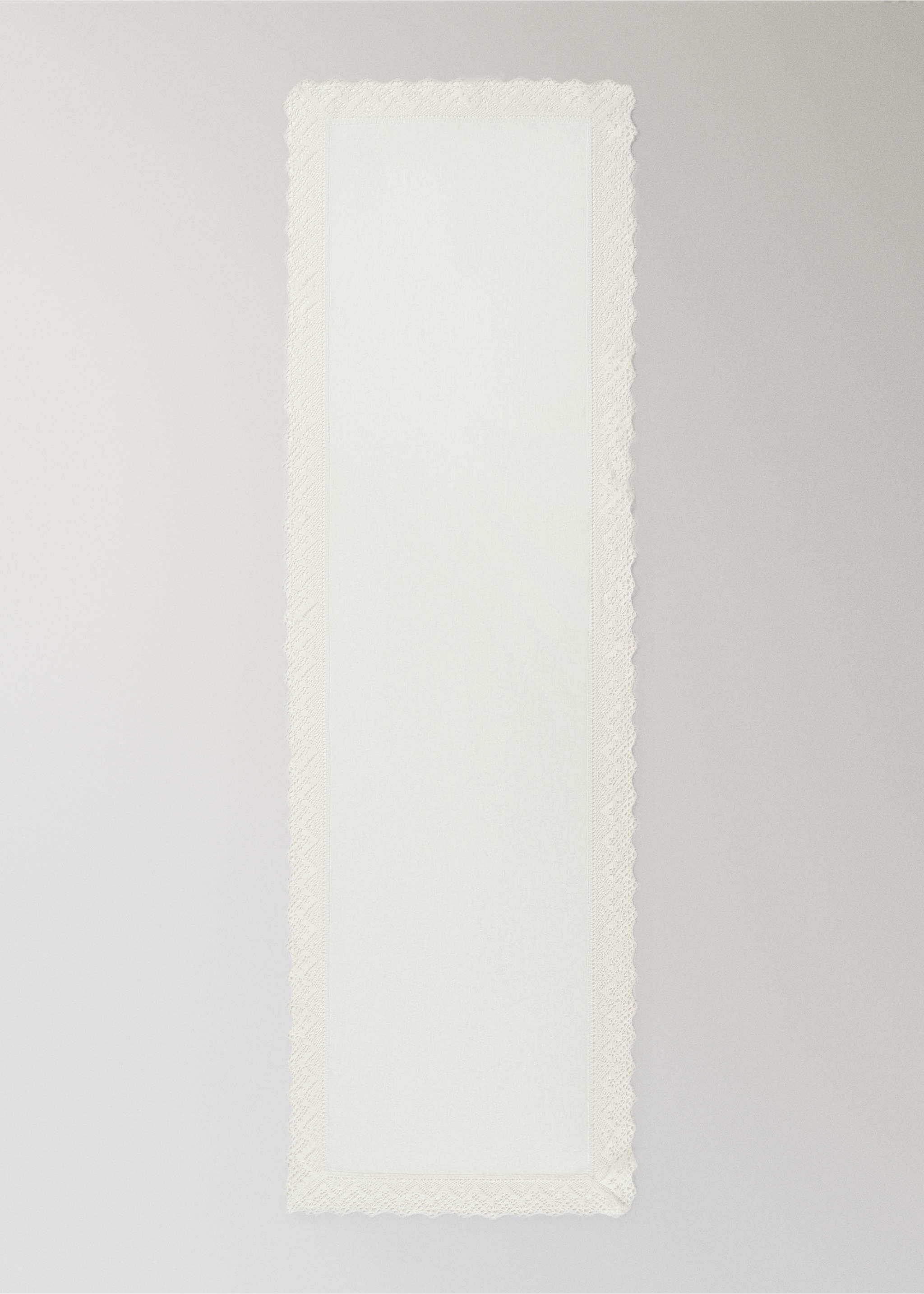 Jacquard linen lace floral table runner - Details of the article 2, Off White. Ref: 27063742-00.