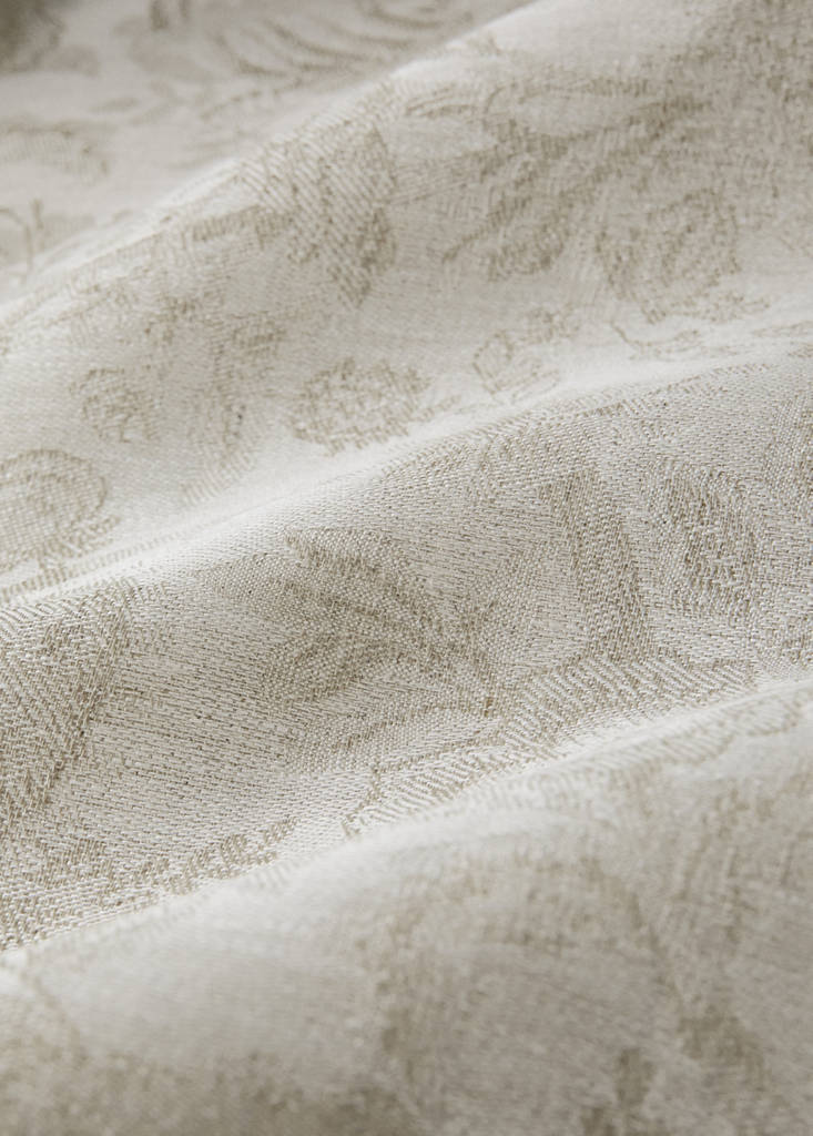 Jacquard linen lace floral table runner — Sand