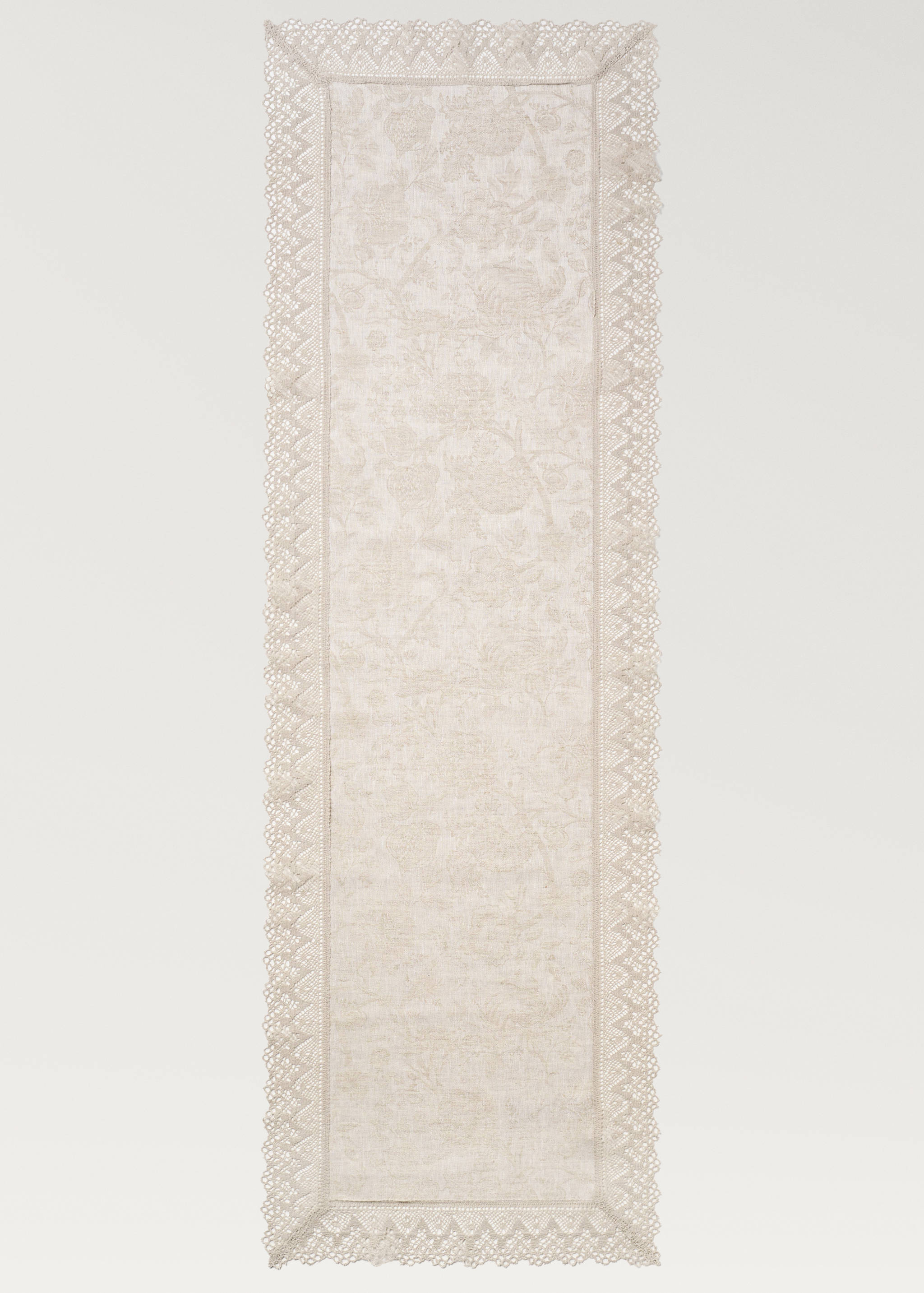 Jacquard linen lace floral table runner - Details of the article 2