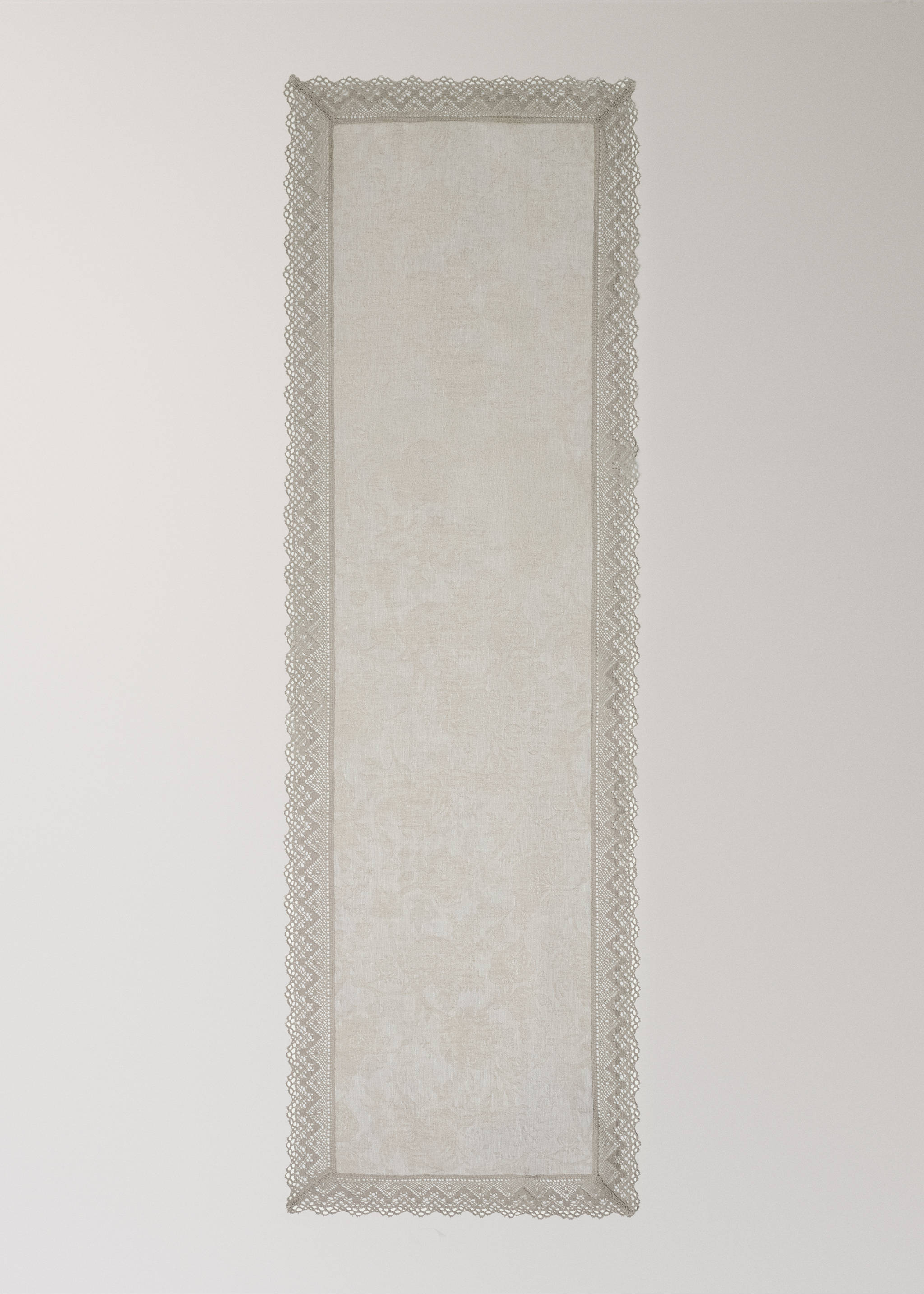 Camino mesa lino jacquard floral puntilla - Detalle del artículo 3, Arena. Ref: 27063742-00.