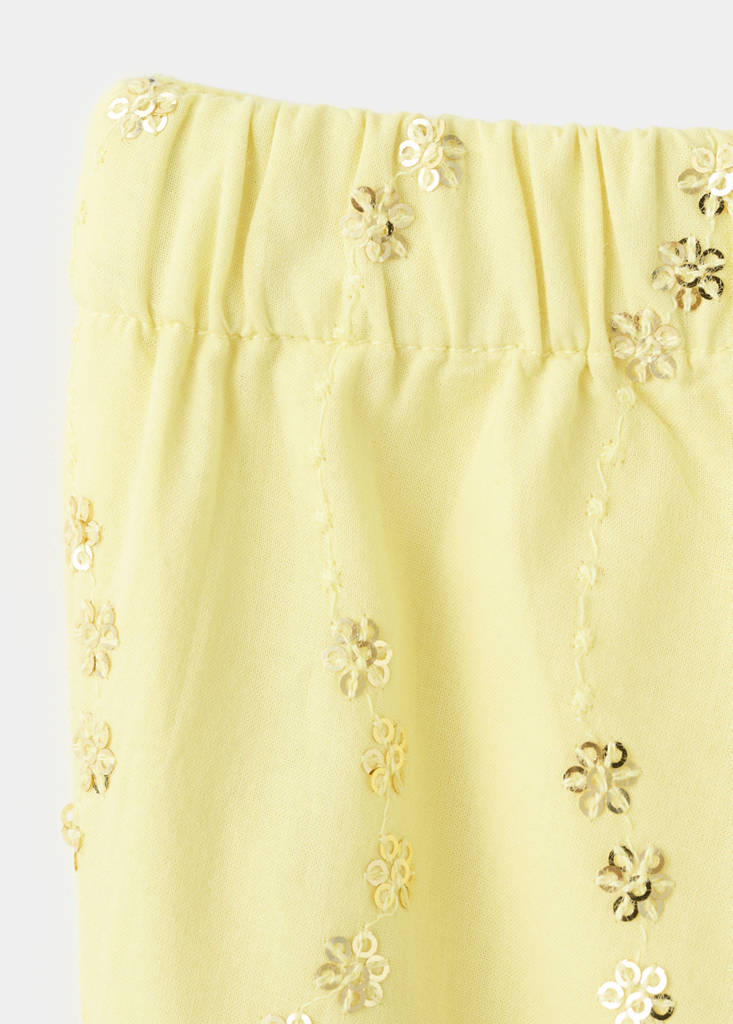 Trousers with flower detail — Lime