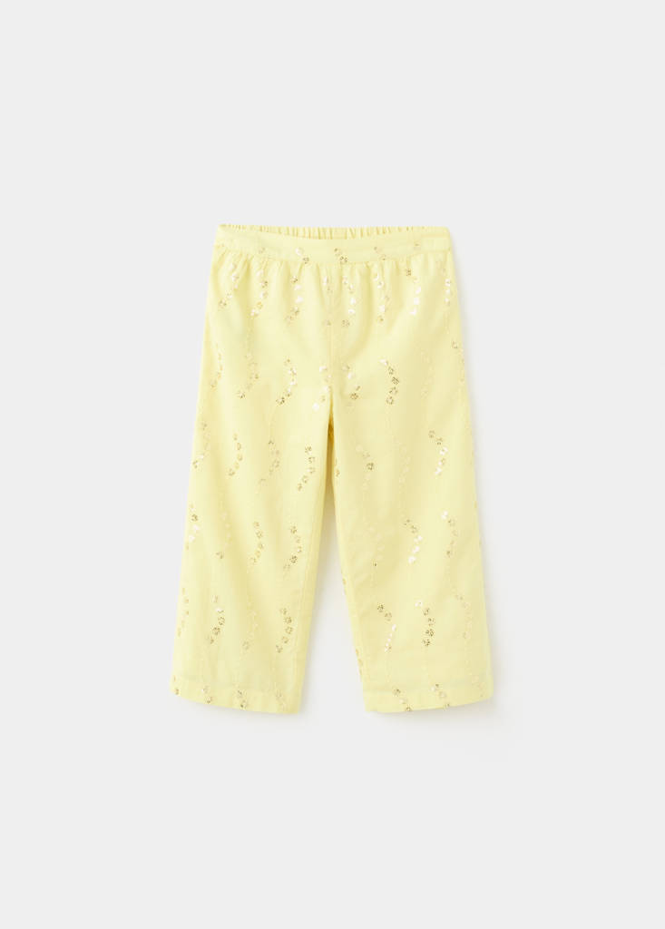 Trousers with flower detail — Lime