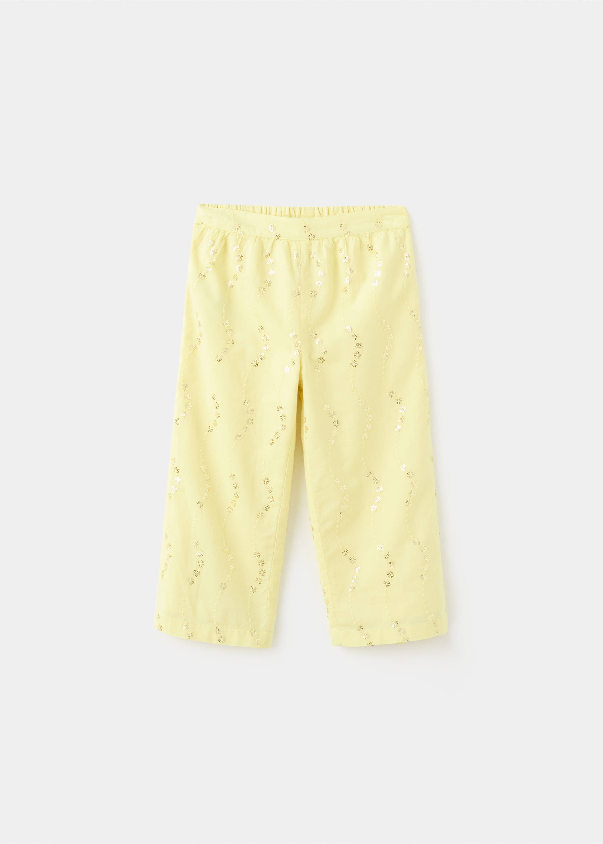 Pantalon détail à fleurs - Article sans modèle, Citron vert. Ref: 27064043-00.