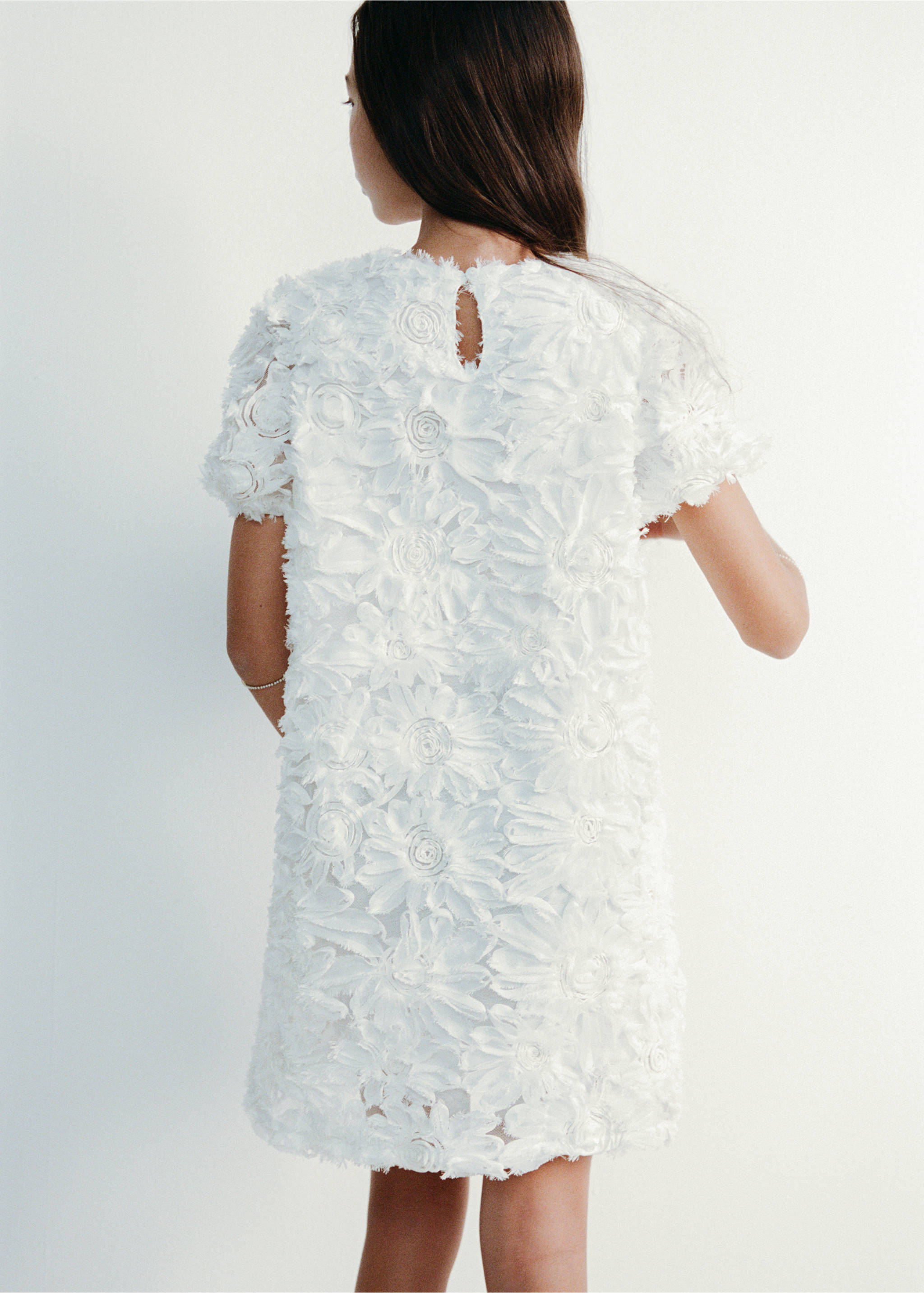 花朵刺绣薄纱连衣裙 - null, 灰白. Ref: 27064044-00.