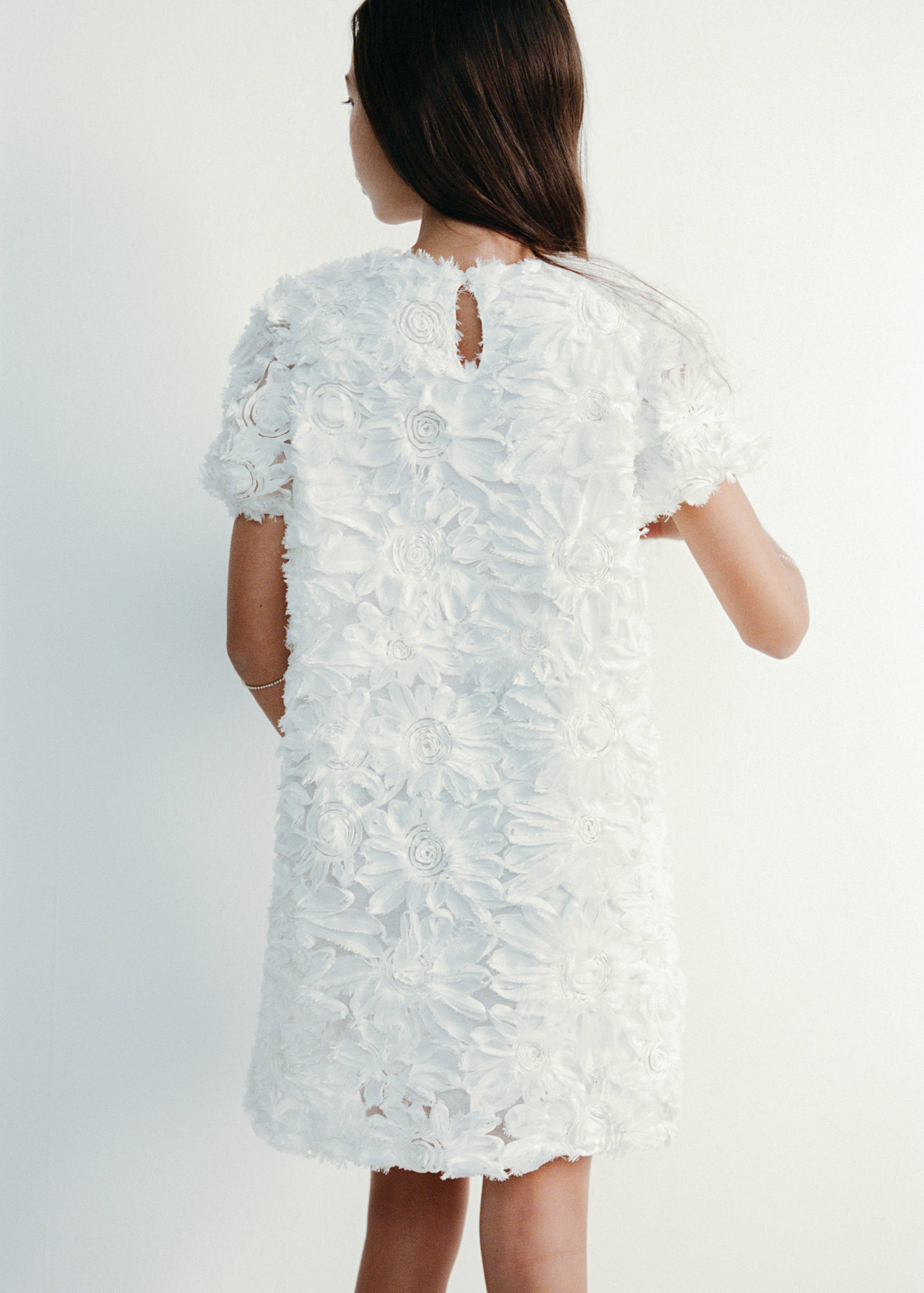 花朵刺绣薄纱连衣裙 - null