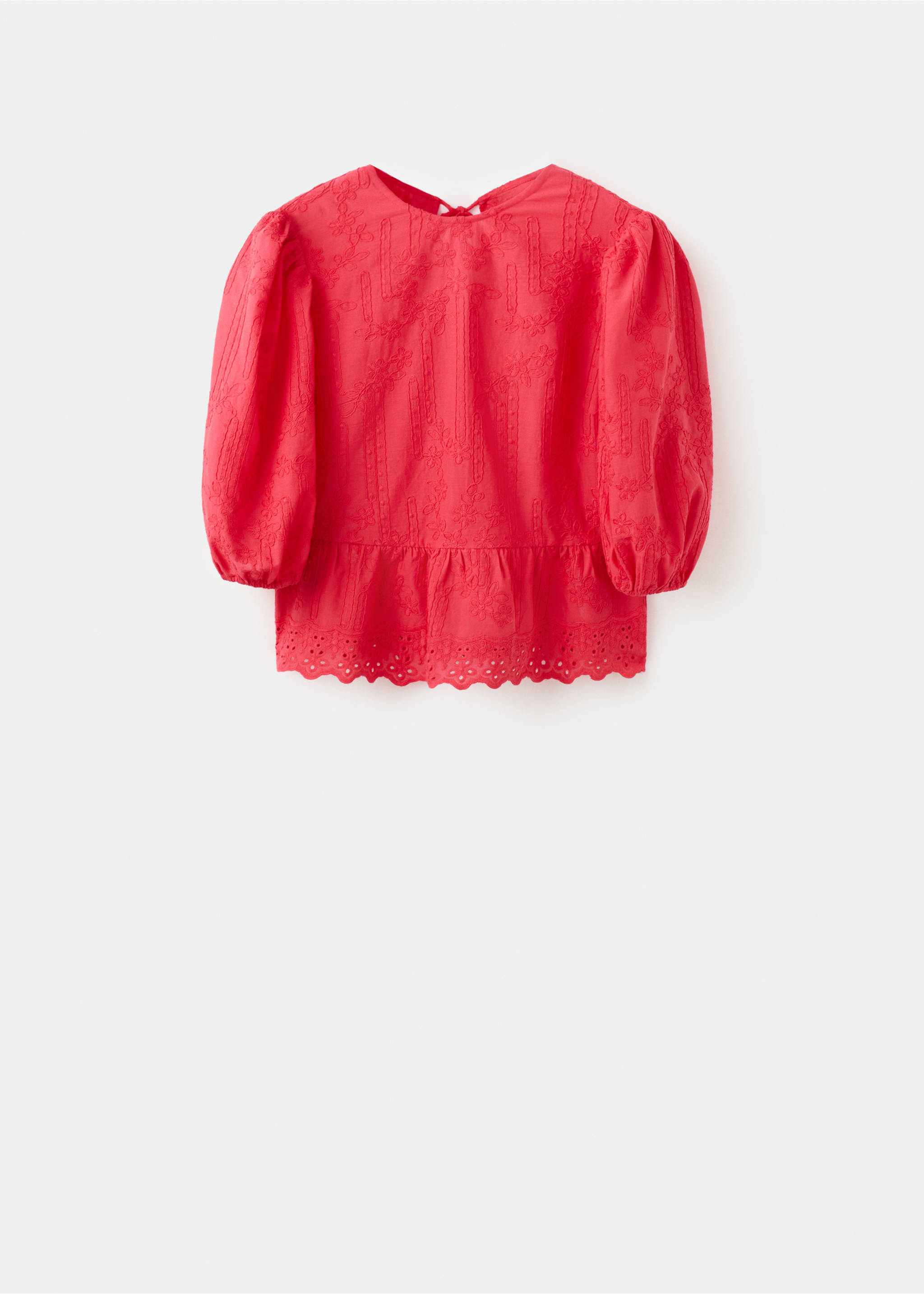 Blouse met bloemenborduursel - Artikel zonder model, Aardbeirood. Ref: 27064046-00.