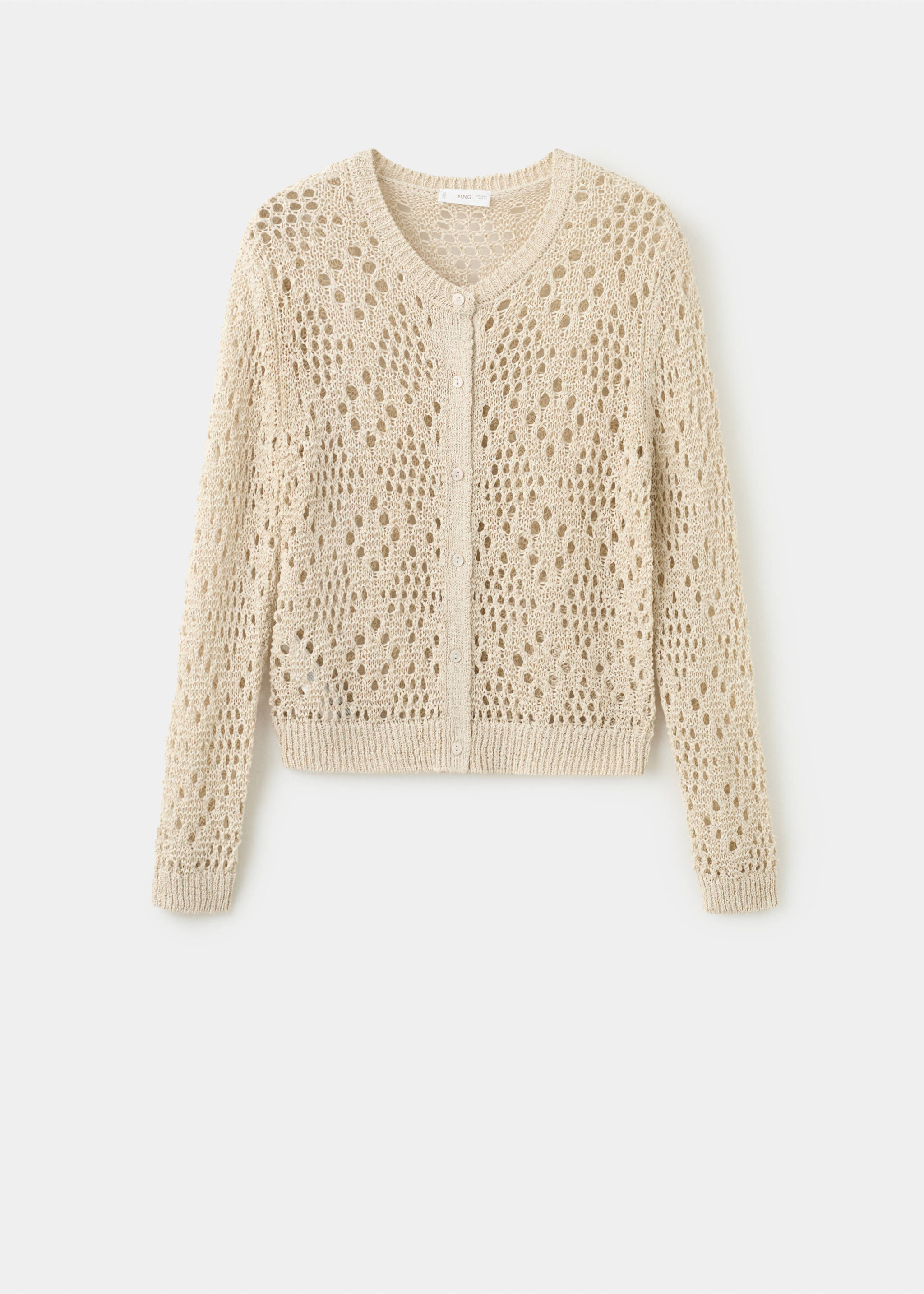 Openwork knit cardigan - Article without model, Sand. Ref: 27064047-00.