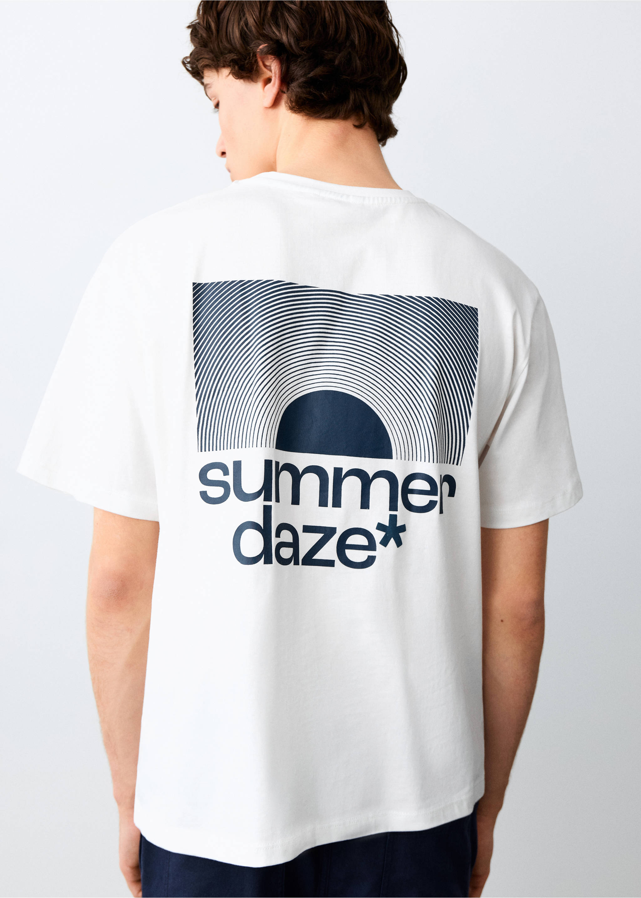 Bedrukt T-shirt met korte mouwen - Achterkant van het artikel, Gebroken wit. Ref: 27064050-00.