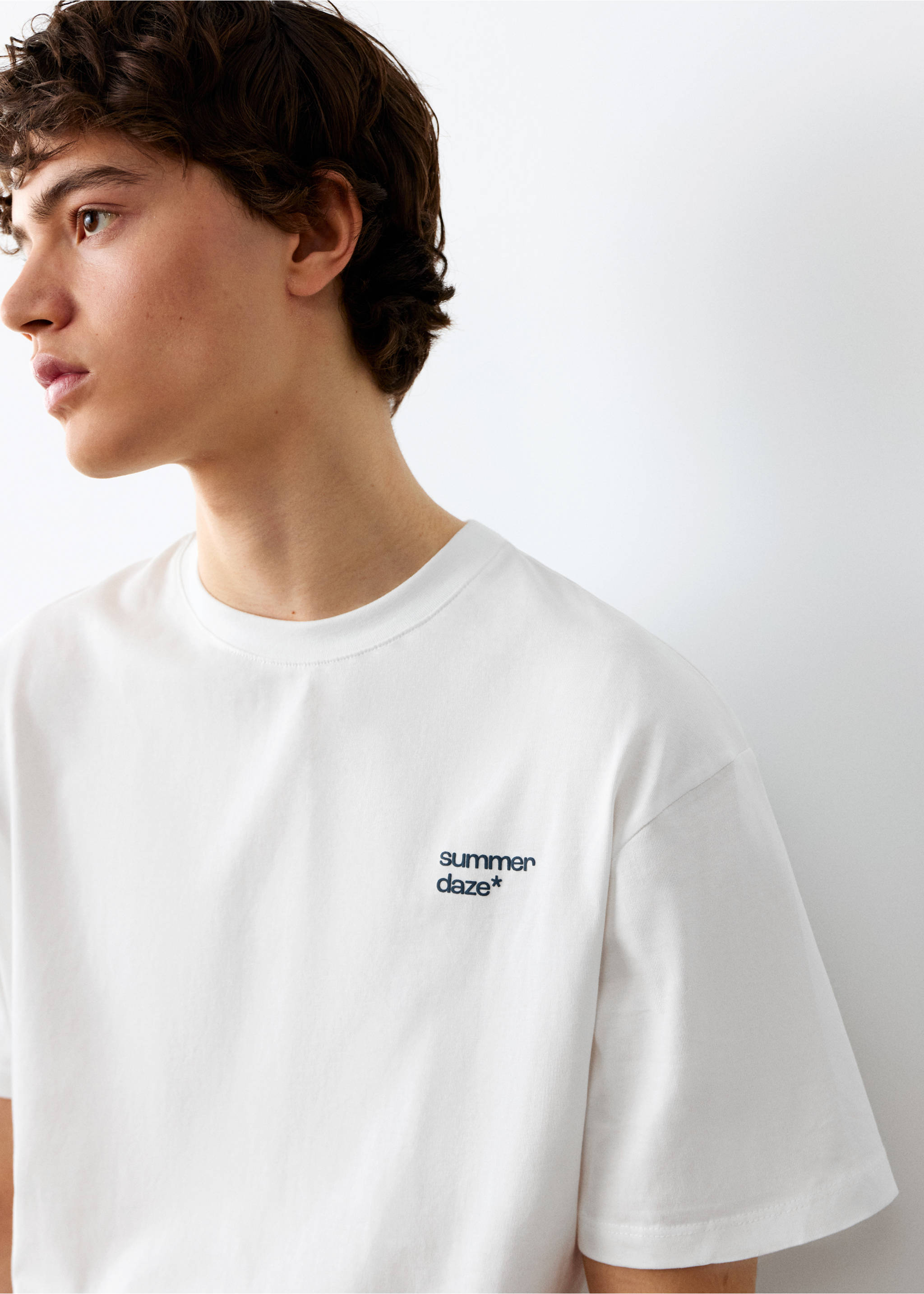 Bedrukt T-shirt met korte mouwen - Detail van het artikel 1, Gebroken wit. Ref: 27064050-00.