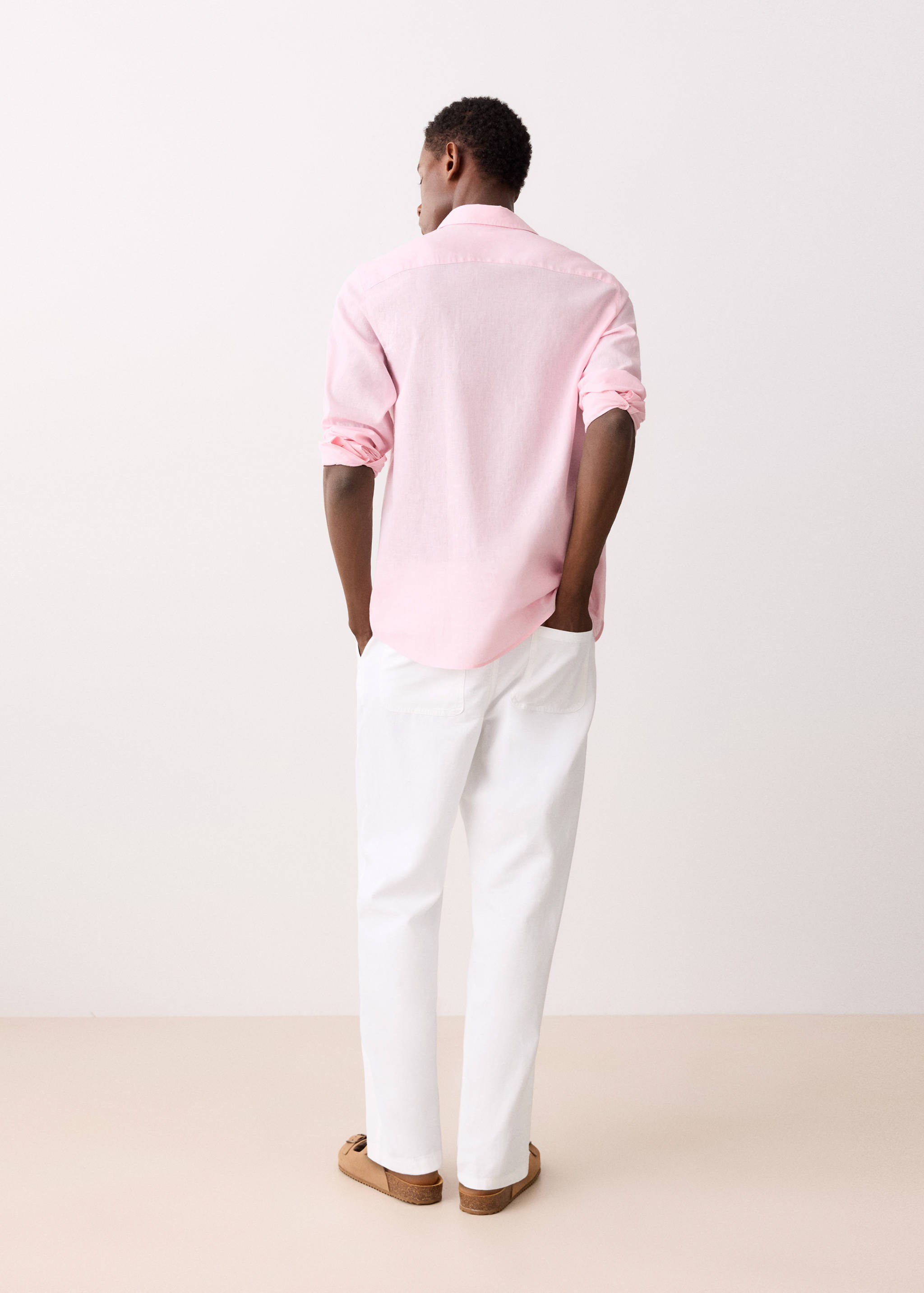 Straight cotton-linen pants - Reverse of the article