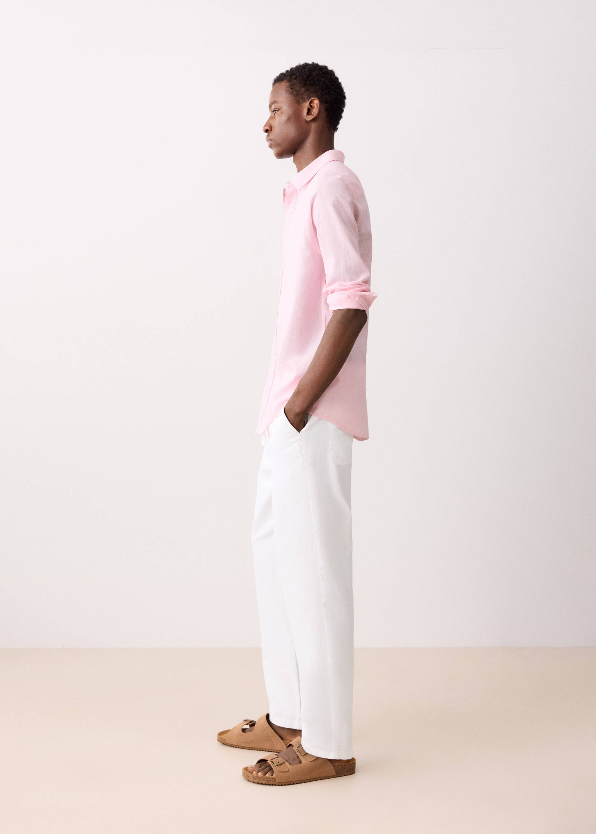 Straight cotton-linen pants - Details of the article 1