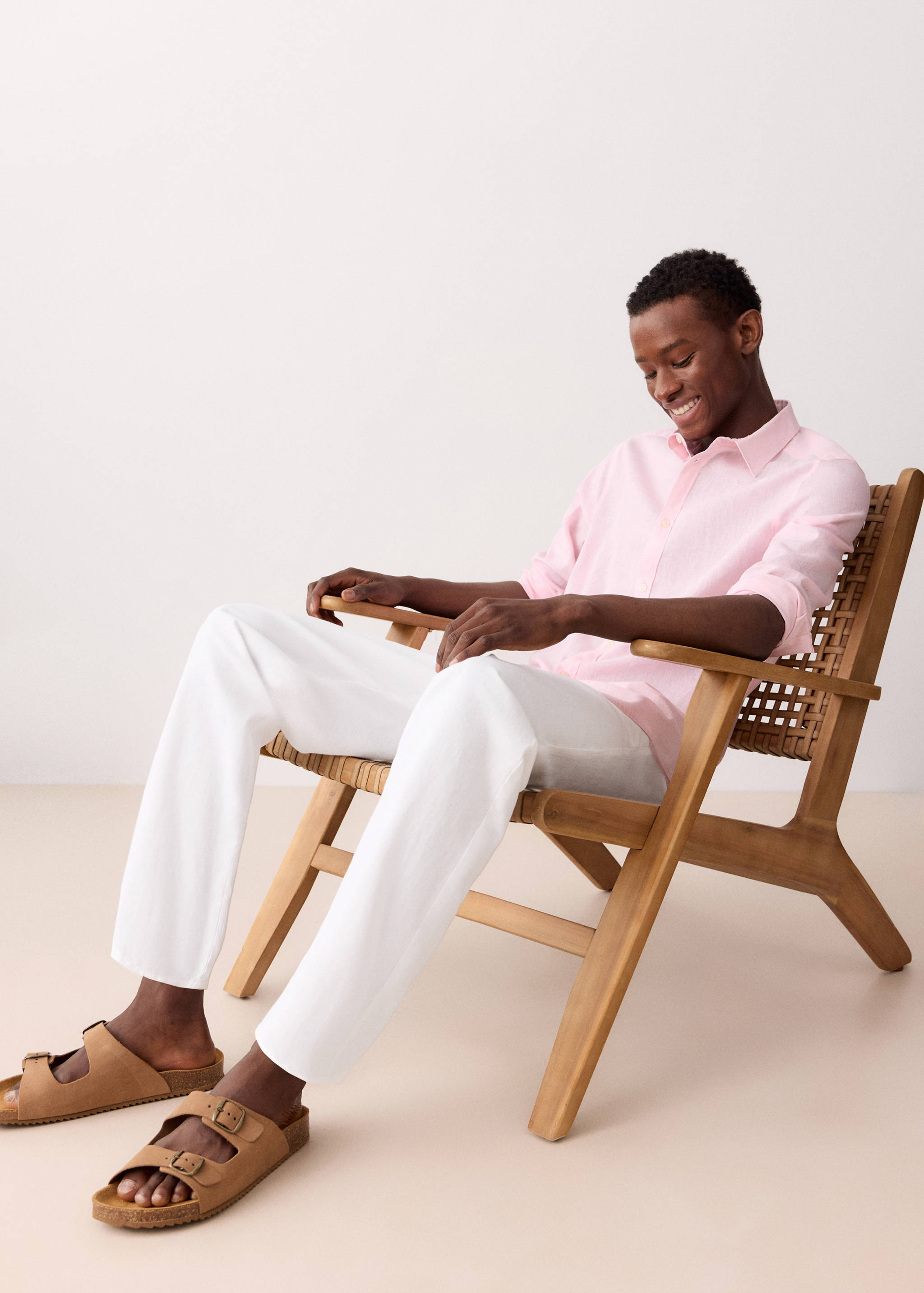 Straight cotton-linen pants - Details of the article 2