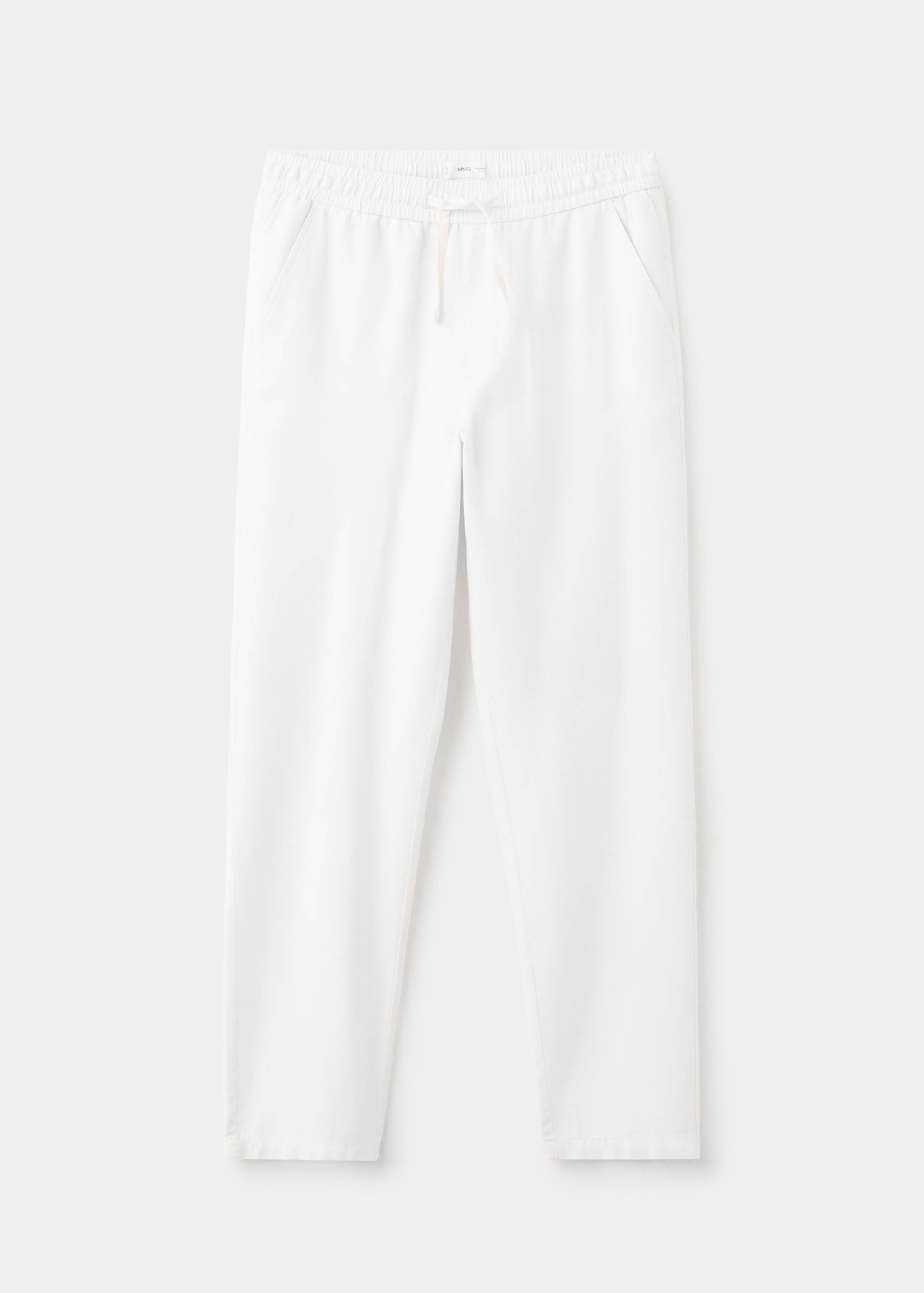 Straight cotton-linen trousers - Article without model