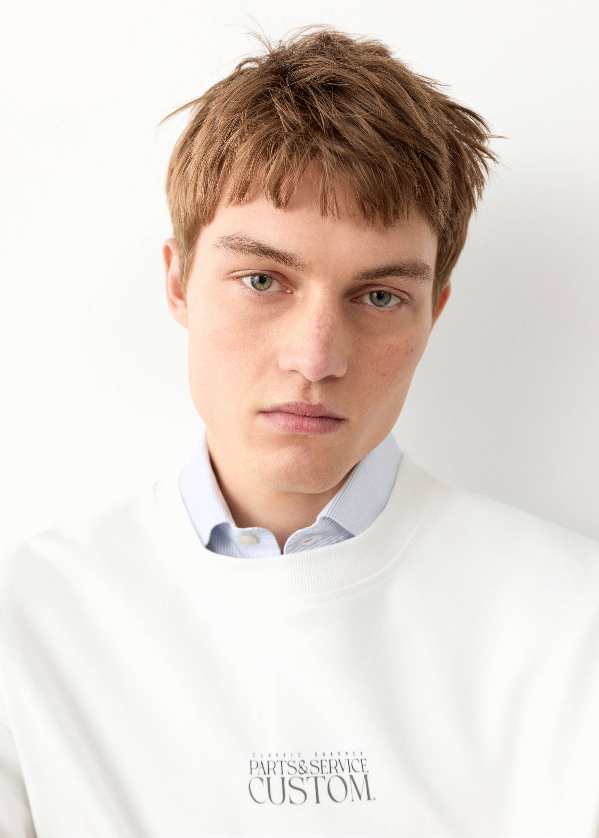 Sudadera algodón estampada - Detalle del artículo 1, Blanco roto. Ref: 27064053-00.