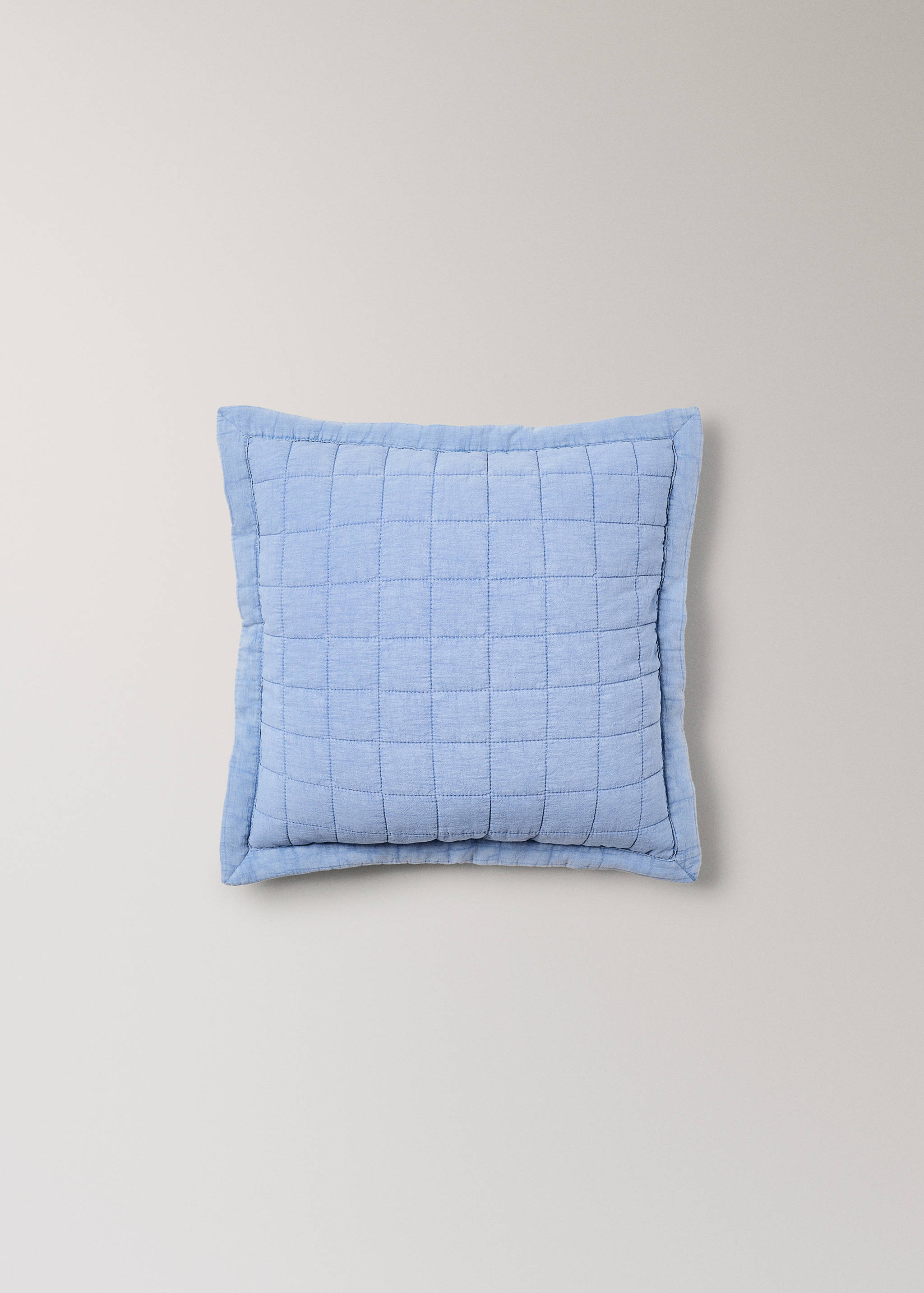 Children's cotton cushion cover with stitched check design - Article without model