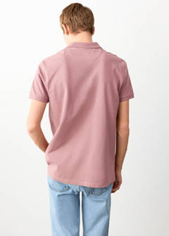 Short-sleeved cotton polo shirt — Pink 5