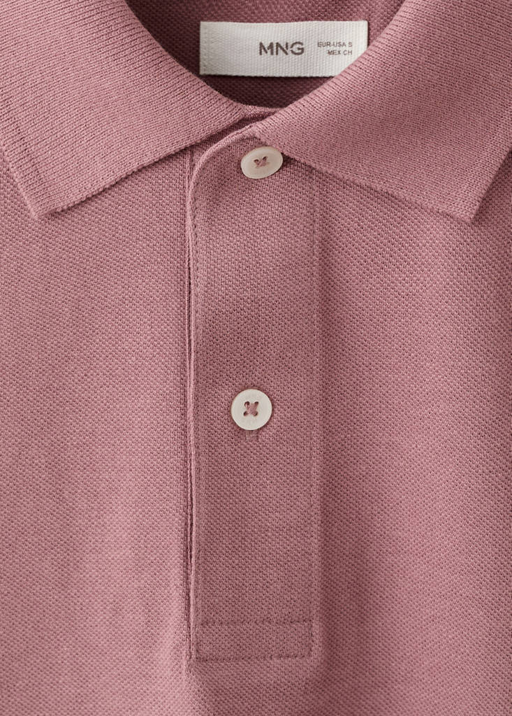 Short-sleeved cotton polo shirt — Pink