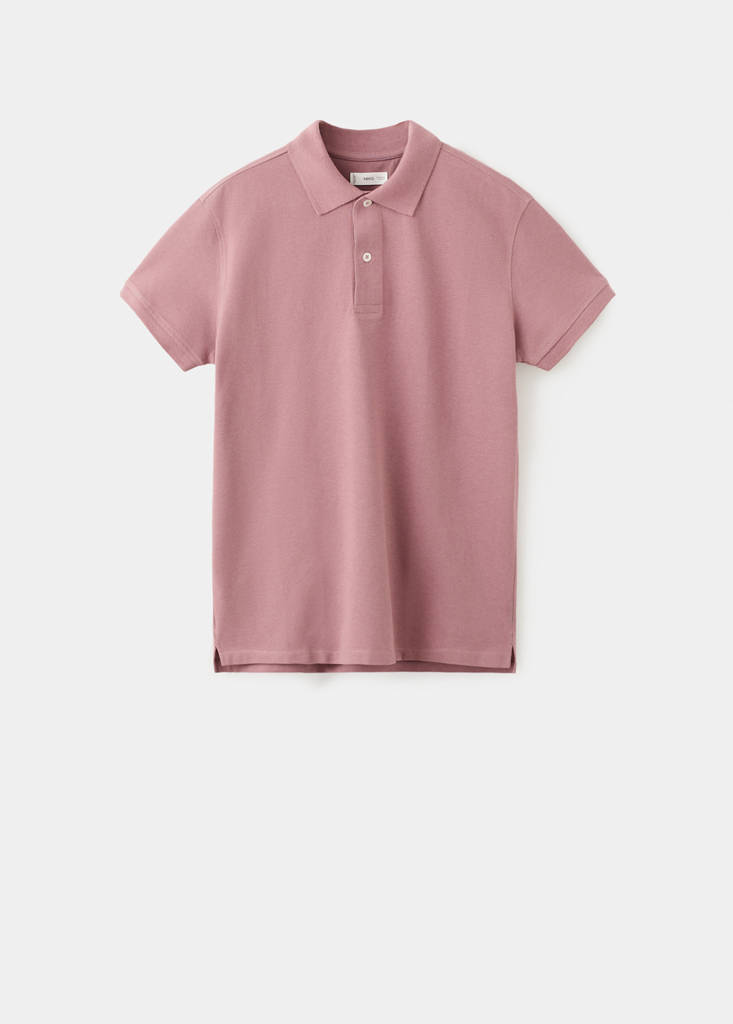 Short-sleeved cotton polo shirt — Pink