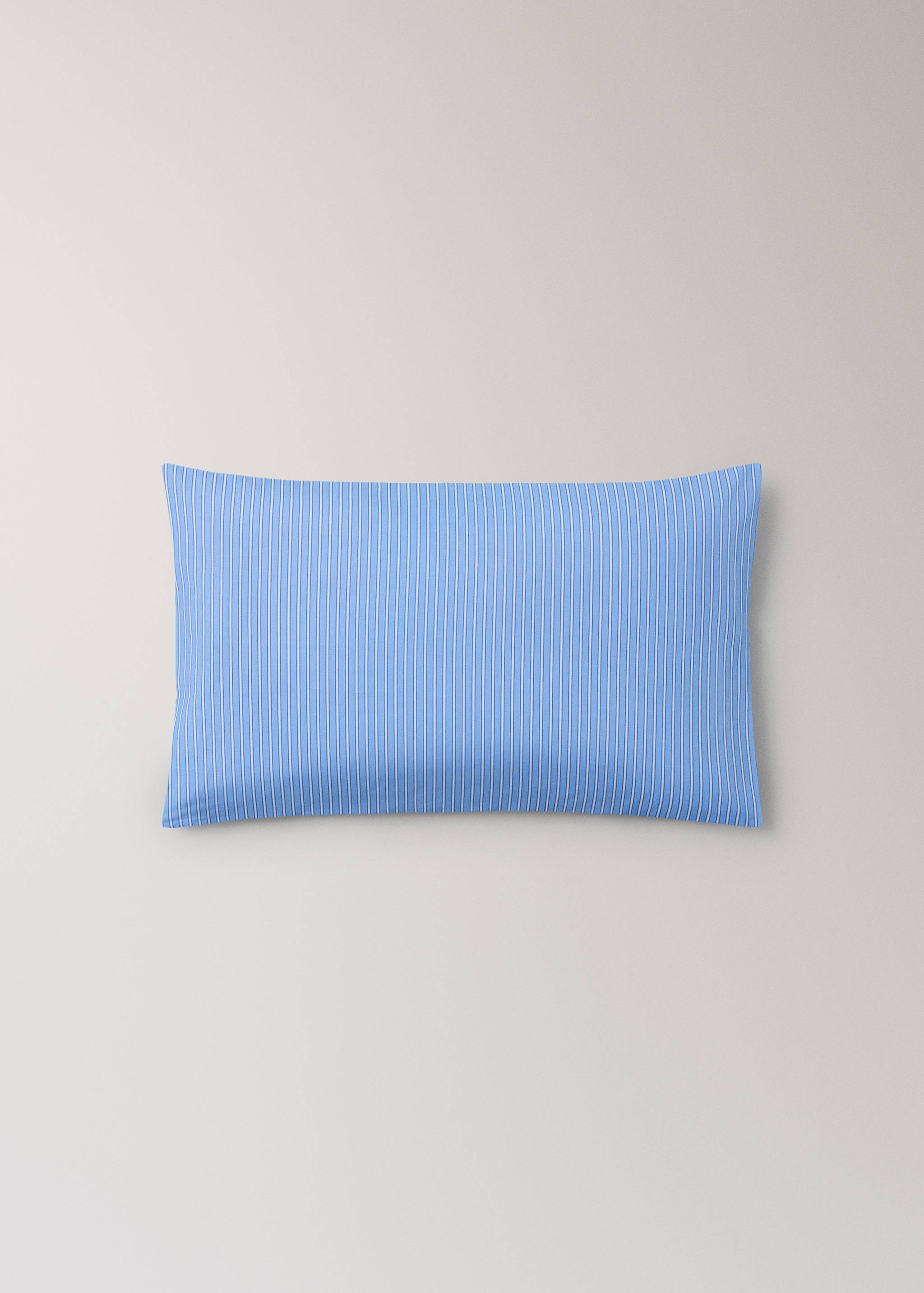 Cot bed pillowcase in bicolour striped percale - Article without model