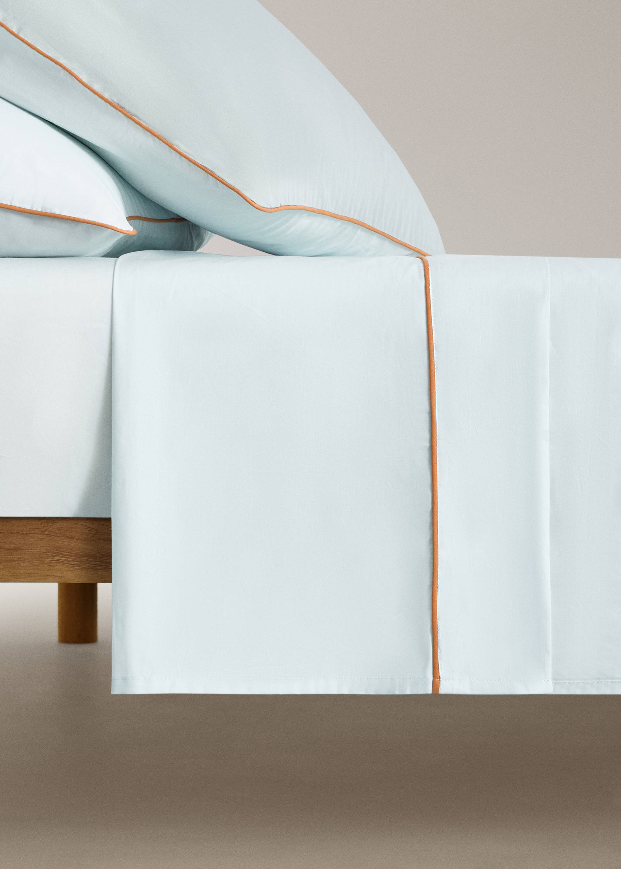 Children's top sheet in cotton percale with contrast piping for a 90 cm bed - Article without model