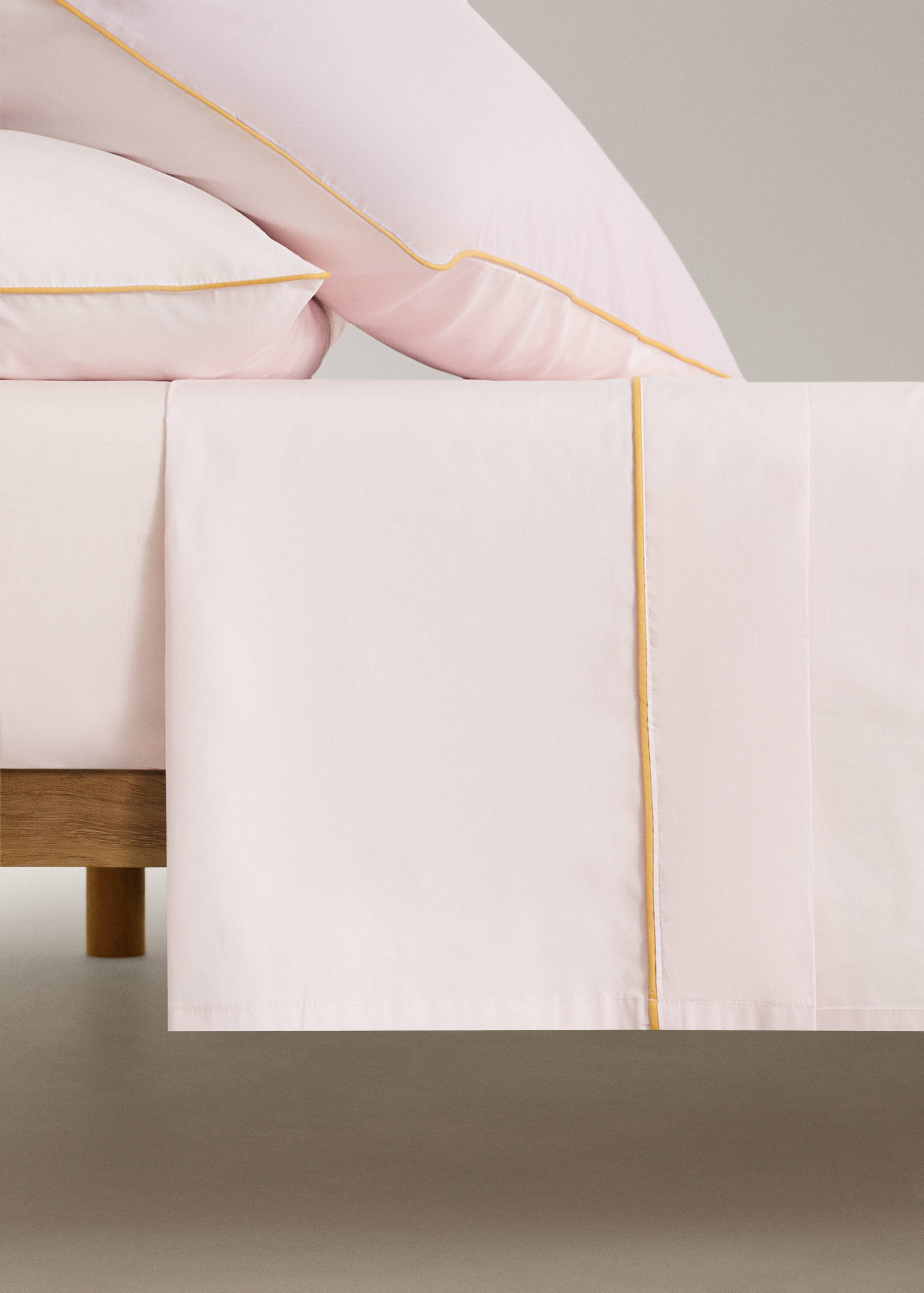 Children's top sheet in cotton percale with contrast piping for a 90 cm bed - Article without model
