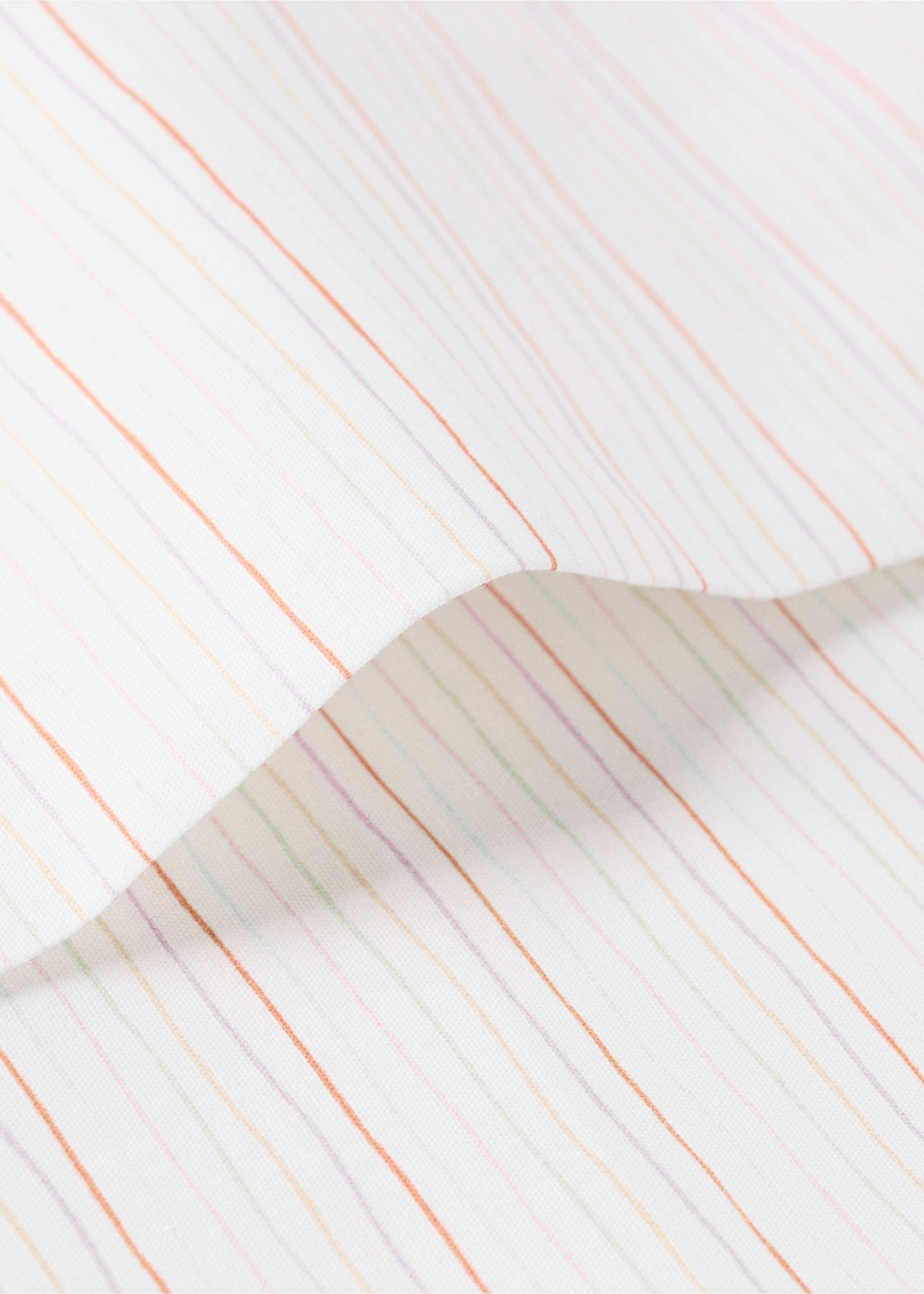 Percale cotton top sheet with fine stripes for a 90 cm bed - Details of the article 1, Pink. Ref: 27064067-00.