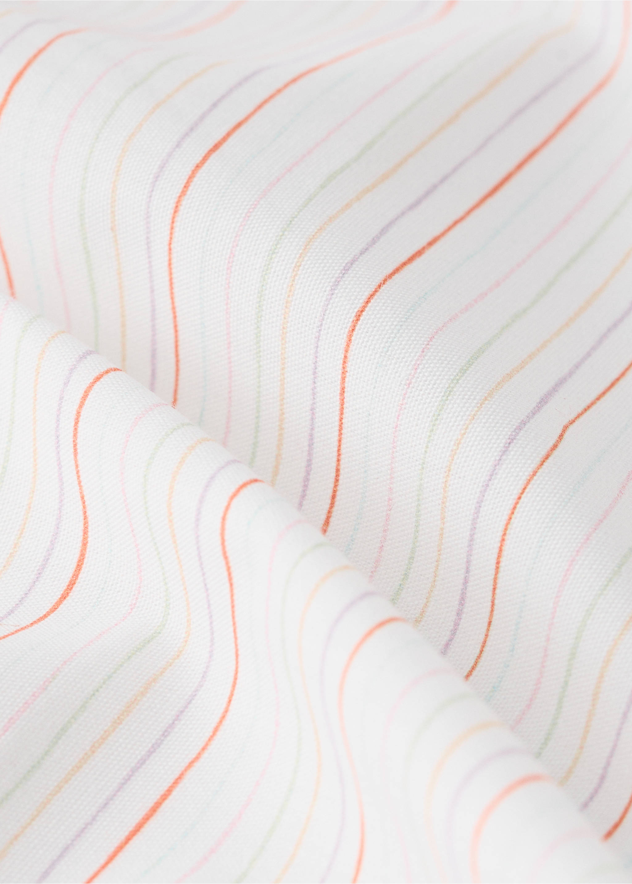 Percale cotton top sheet with fine stripes for a 90 cm bed - Details of the article 2, Pink. Ref: 27064067-00.