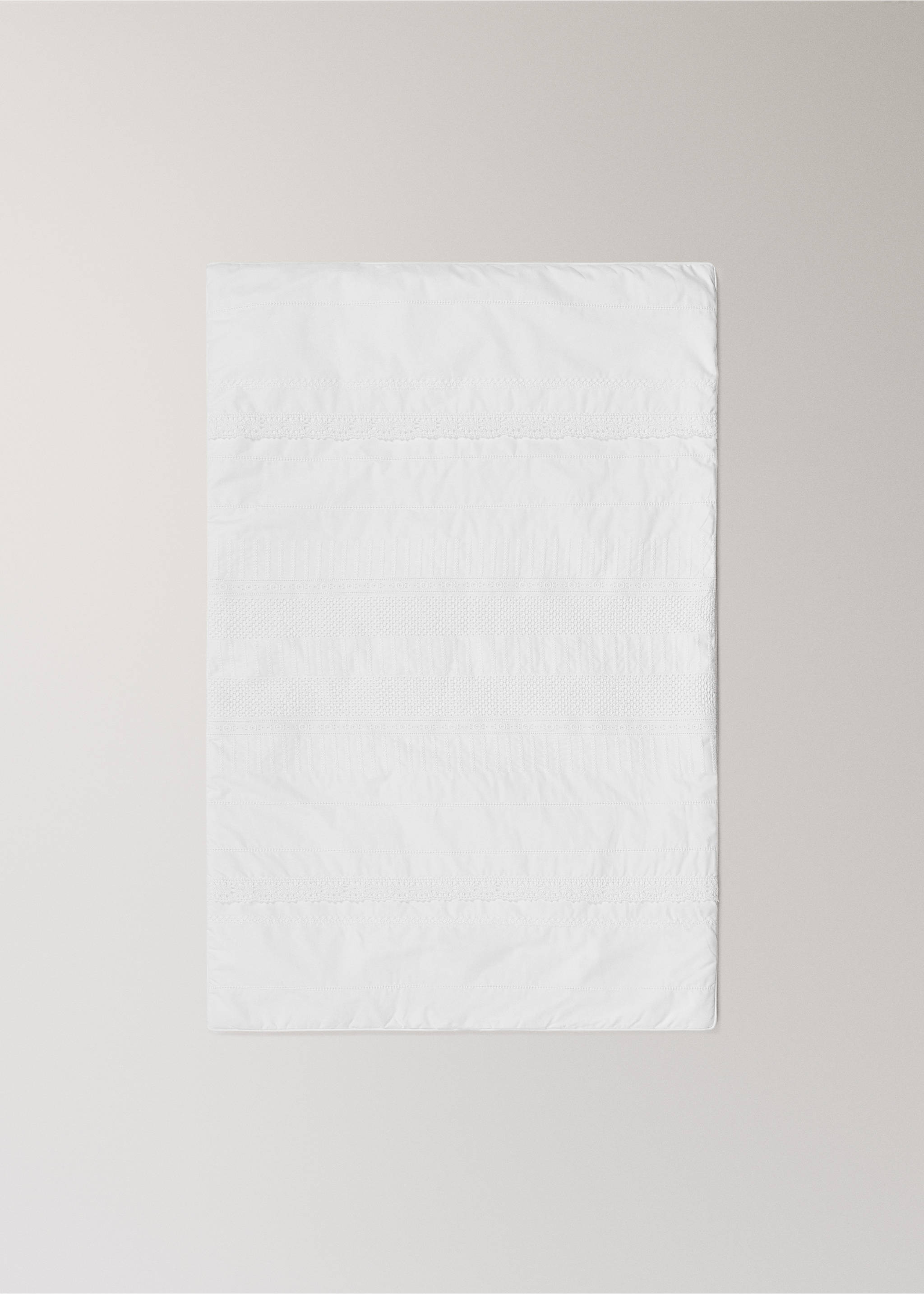 Embroidered cotton cot quilt - Details of the article 3, White. Ref: 27064070-00.
