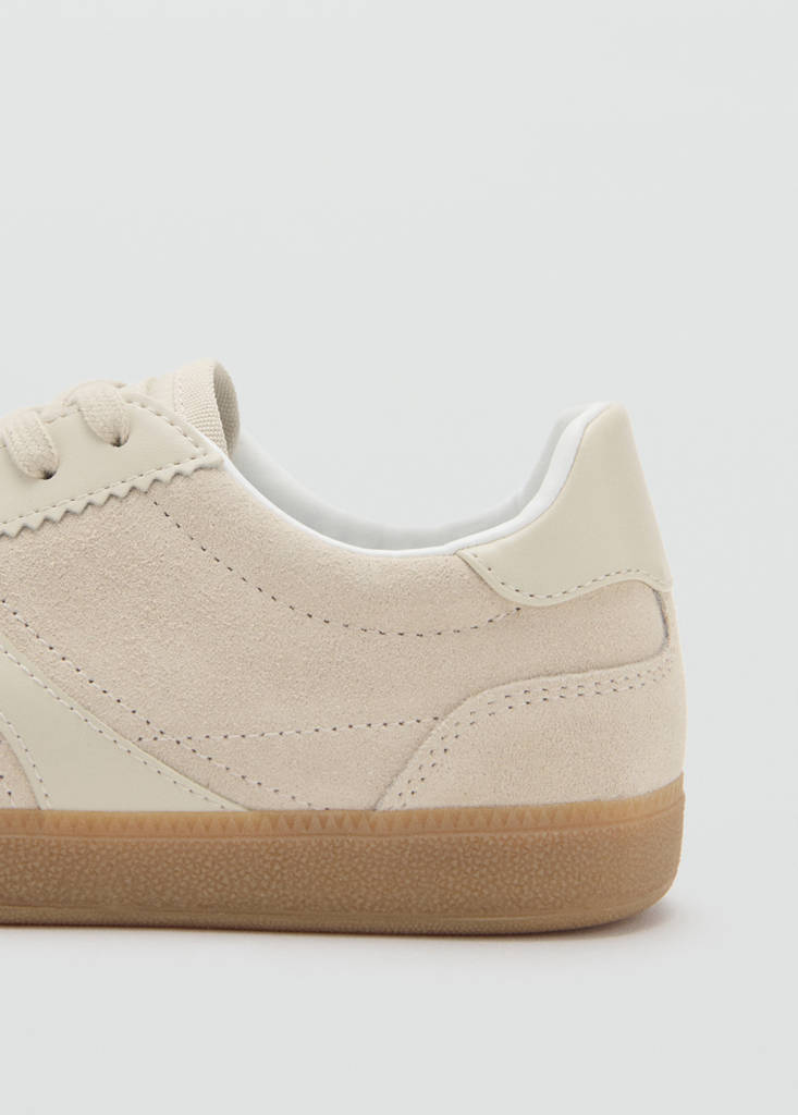 Leather mixed sneakers — Sand