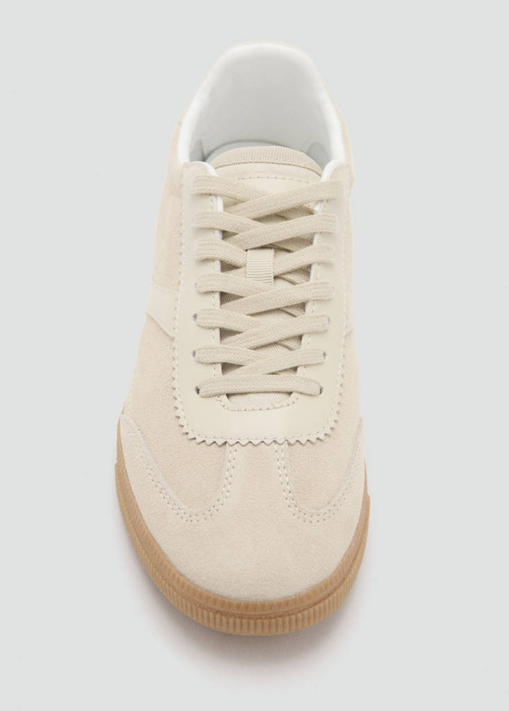 Leather mixed sneakers — Sand