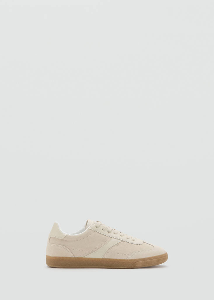 Leather mixed sneakers — Sand