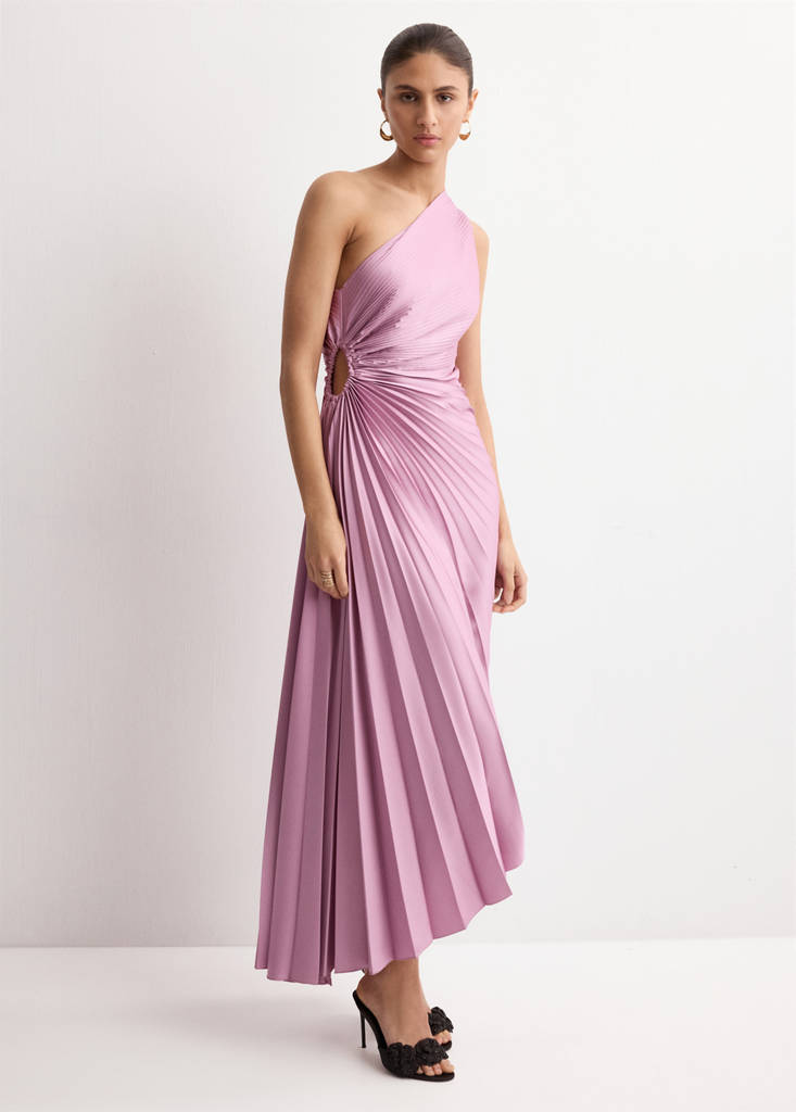 Pleated asymmetrical dress with opening — Light/Pastel Purple