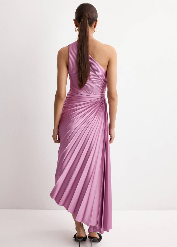 Pleated asymmetrical dress with opening — Light/Pastel Purple