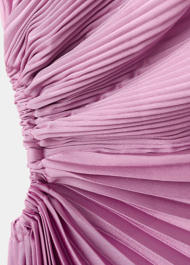 Pleated asymmetrical dress with opening — Light/Pastel Purple