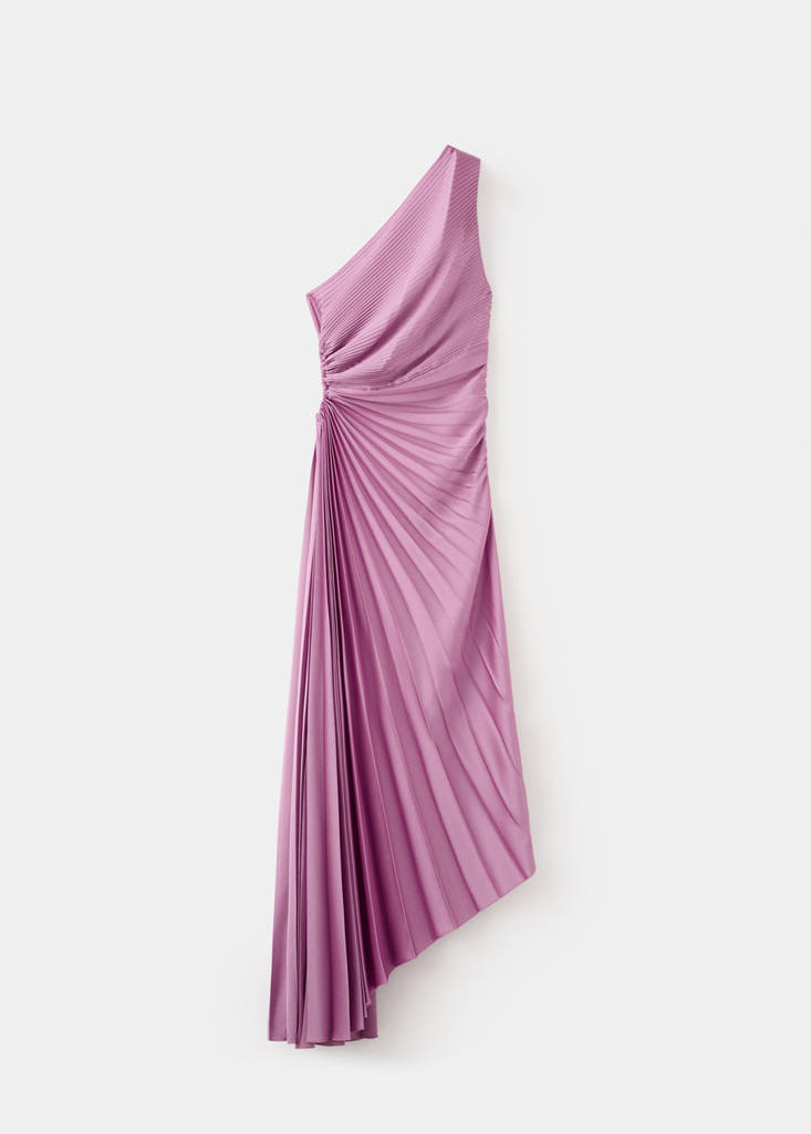 Pleated asymmetrical dress with opening — Light/Pastel Purple