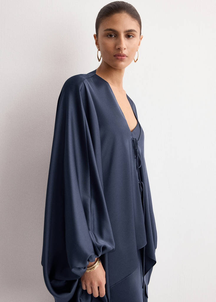 Puffed sleeves blouse — Night Blue
