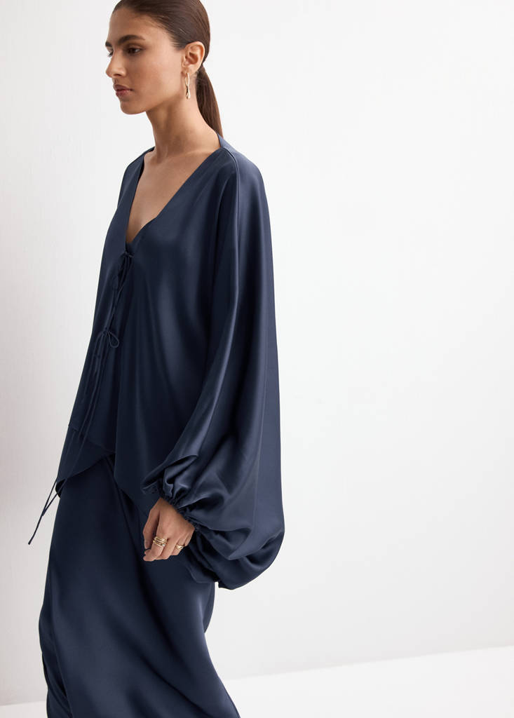 Puffed sleeves blouse — Night Blue