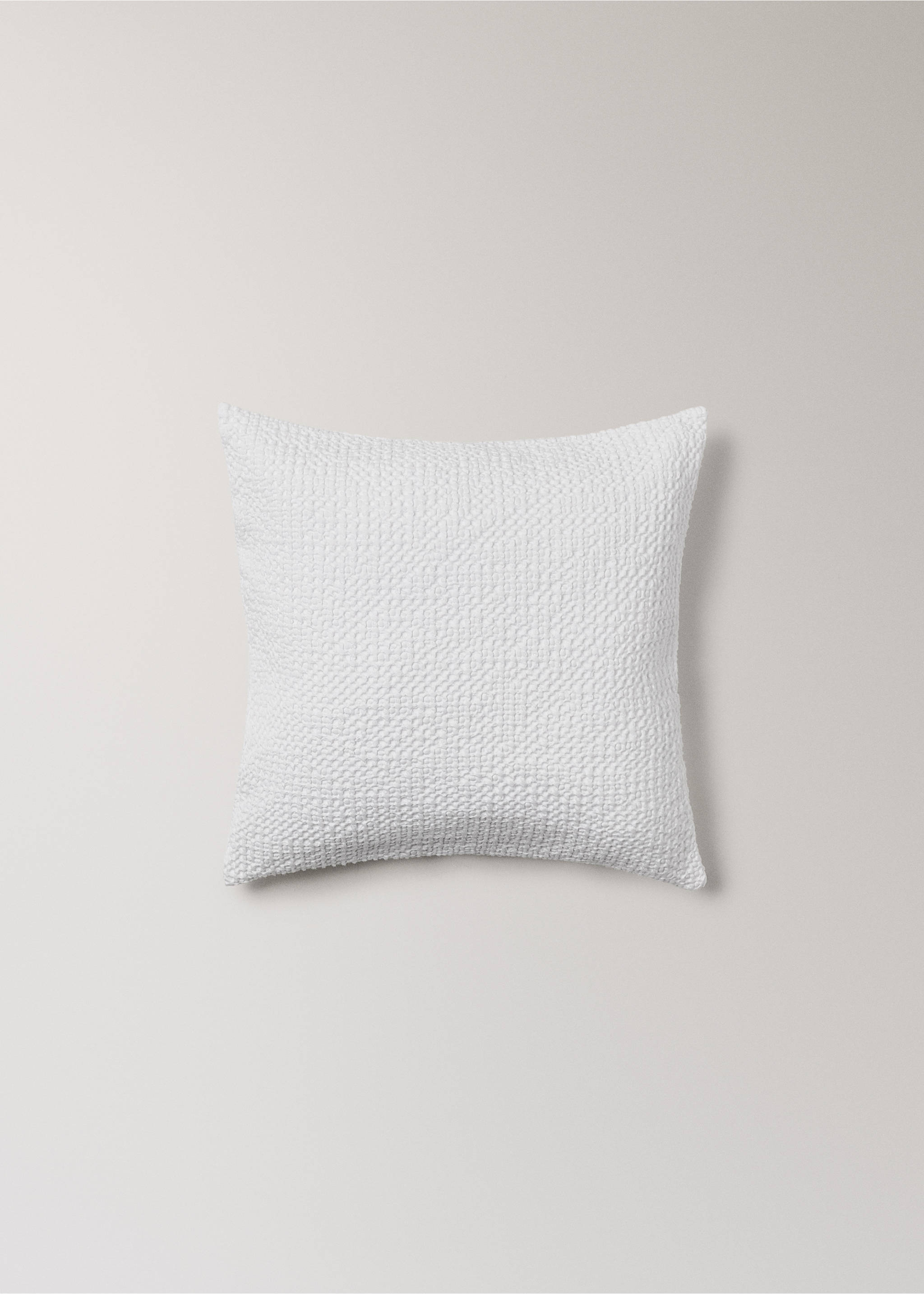 Children’s waffle-cotton garment-dyed cushion cover  40x40cm - Article without model, White. Ref: 27064076-00.