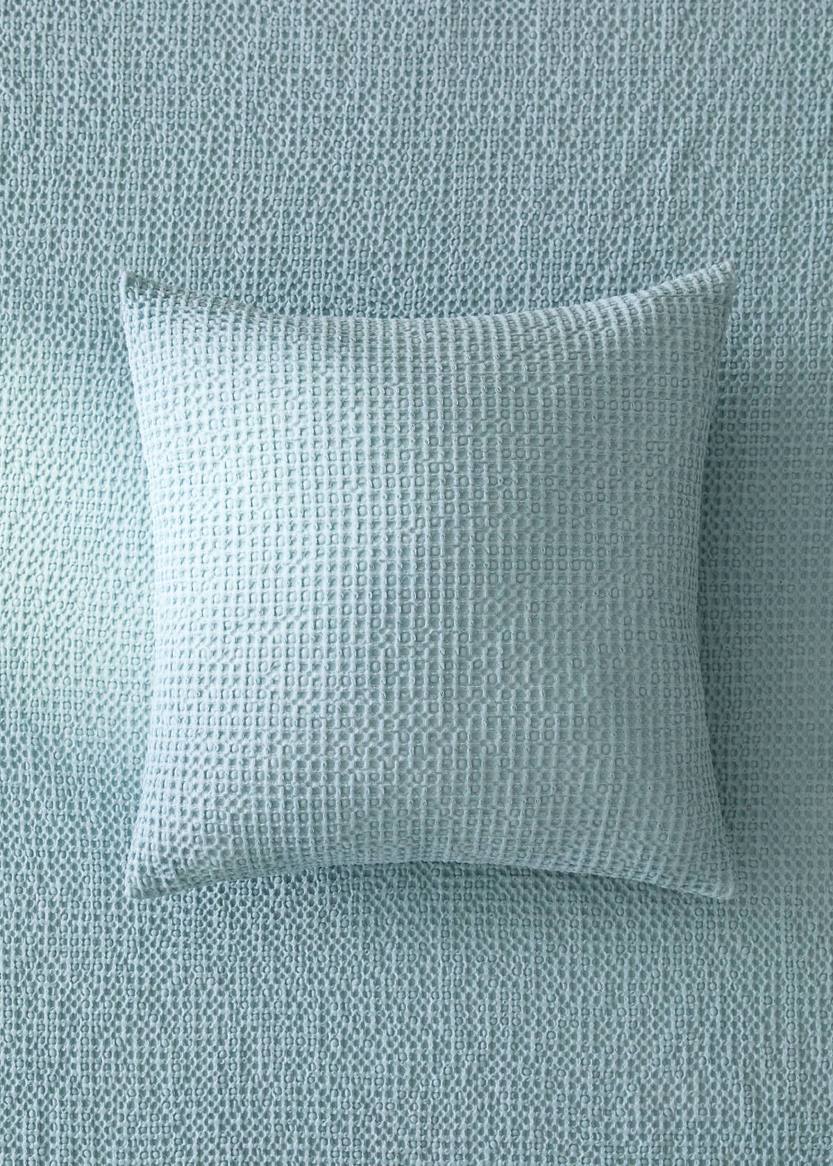 Children’s waffle-cotton garment-dyed cushion cover  40x40cm — Petrol Blue