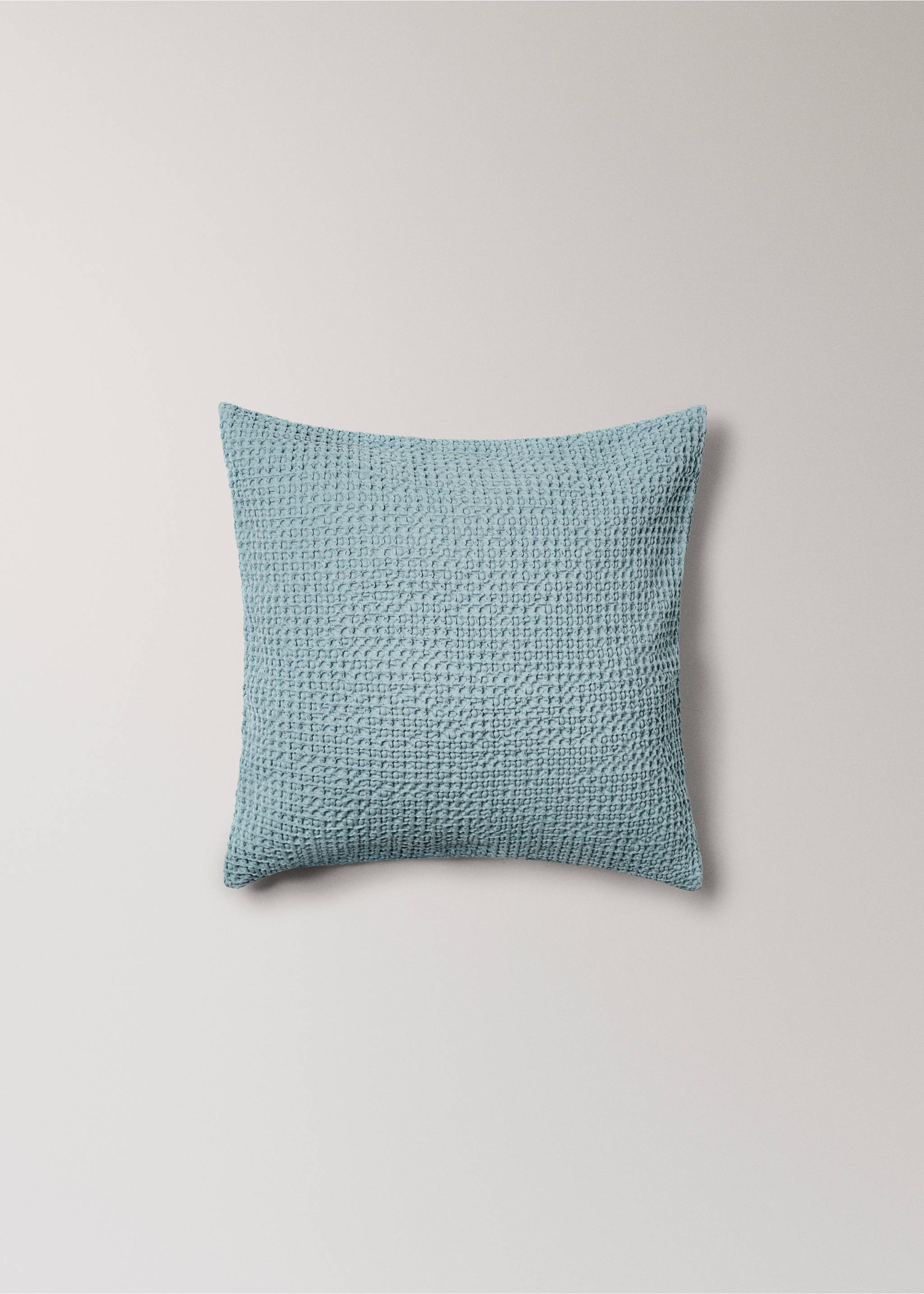 Children’s waffle-cotton garment-dyed cushion cover  40x40cm - Article without model, Petrol Blue. Ref: 27064076-00.