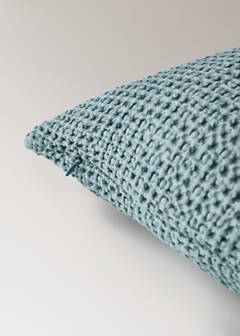 Children’s waffle-cotton garment-dyed cushion cover  40x40cm — Petrol Blue 3