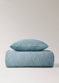 Children’s waffle-cotton garment-dyed cushion cover  40x40cm — Petrol Blue 5