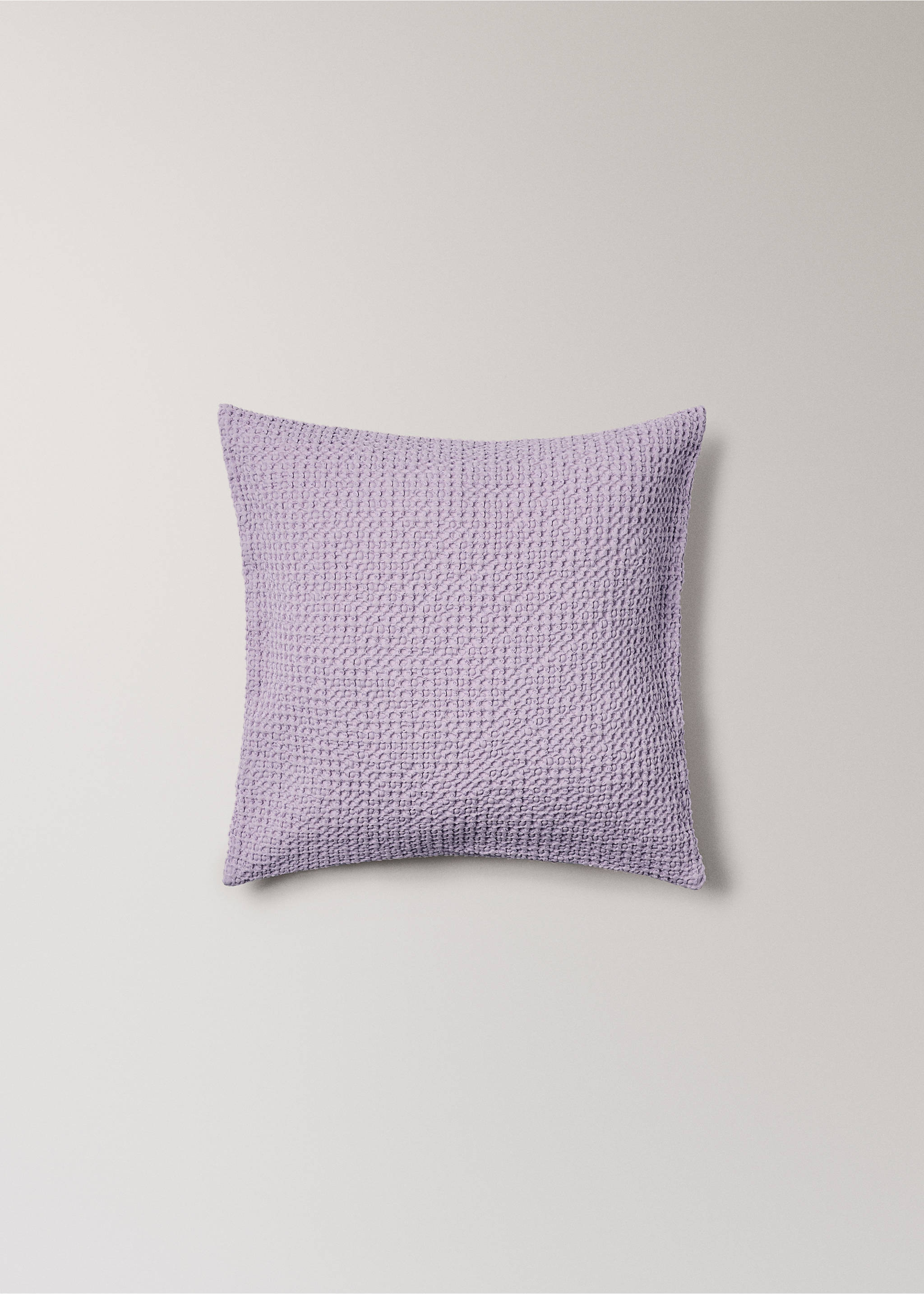 Children’s waffle-cotton garment-dyed cushion cover  40x40cm - Article without model, Light/Pastel Purple. Ref: 27064076-00.