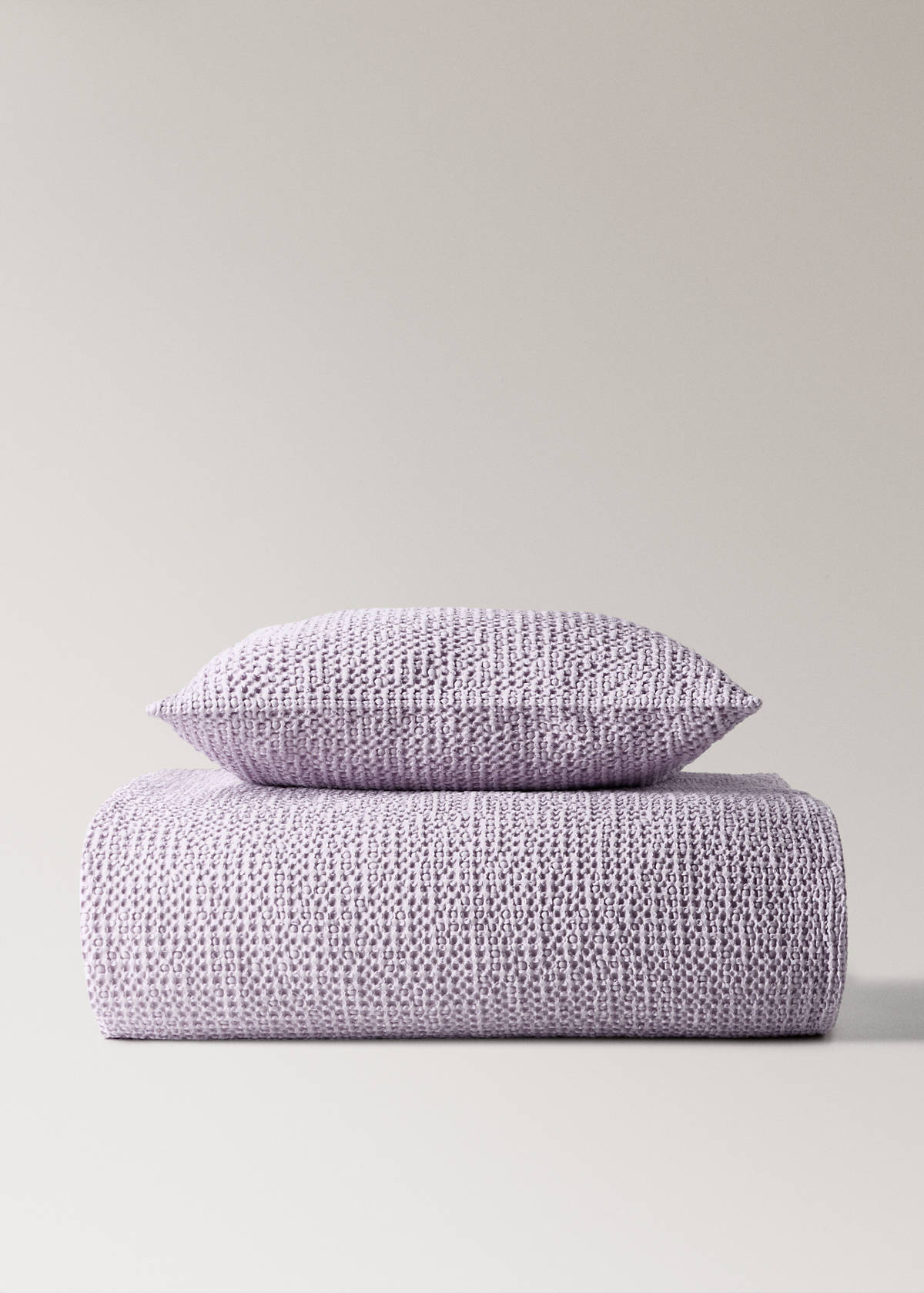 Children’s waffle-cotton garment-dyed cushion cover  40x40cm — Light/Pastel Purple