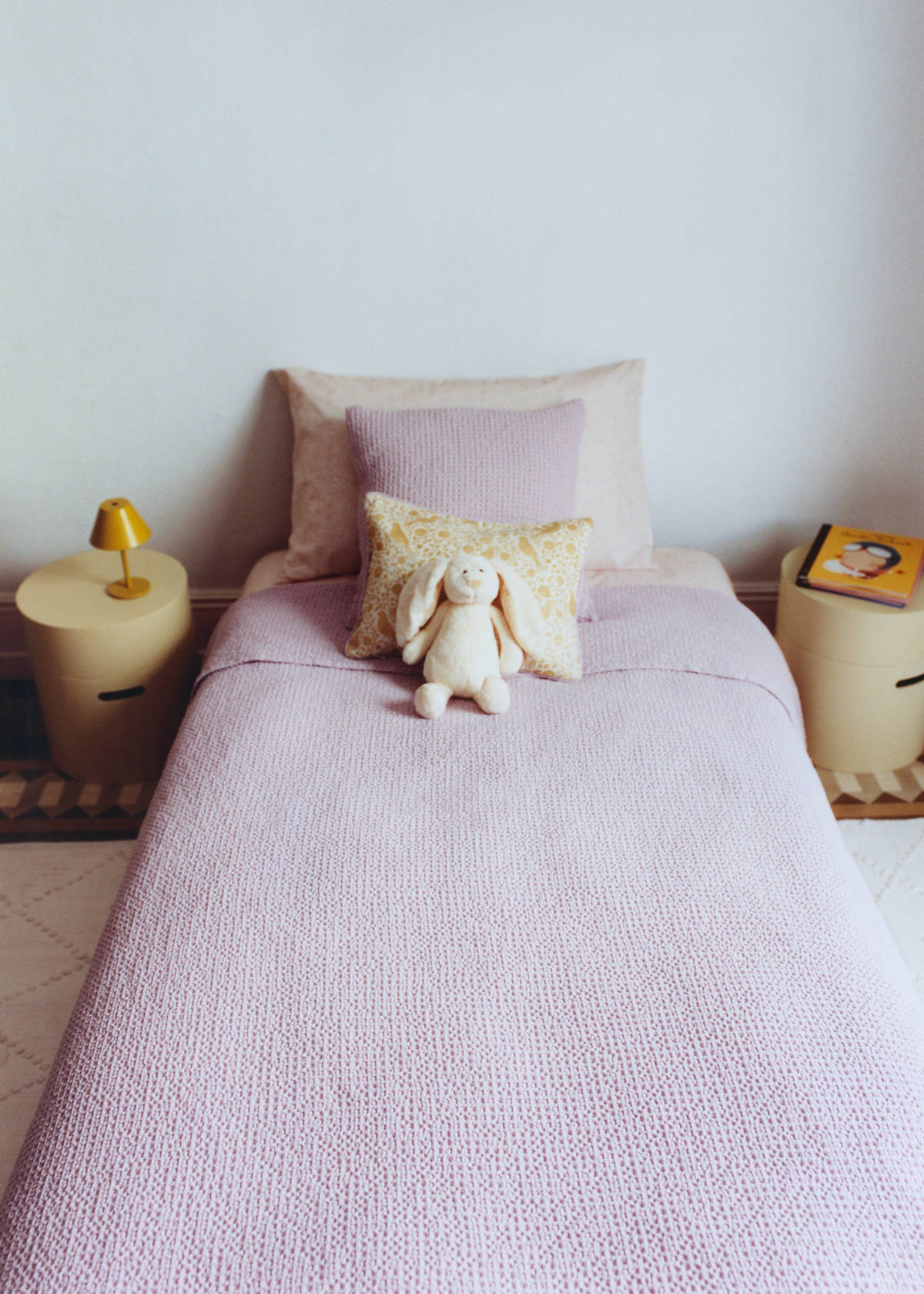 Children’s waffle-cotton garment-dyed cushion cover  40x40cm — Light/Pastel Purple