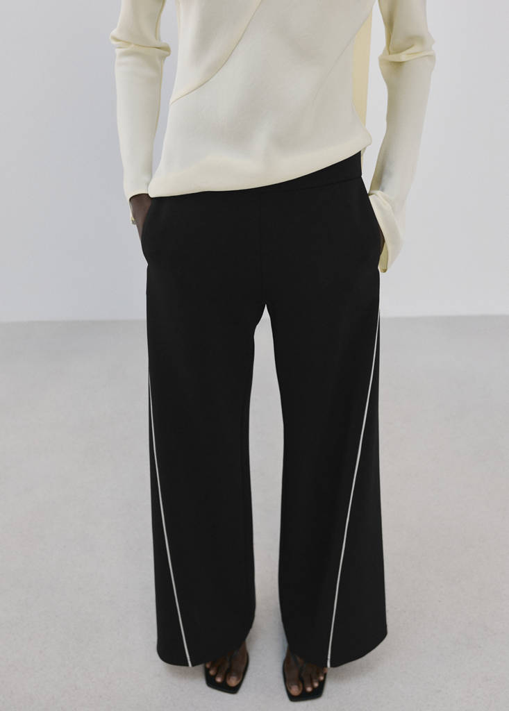 Straight-leg trousers with side stripe — Black