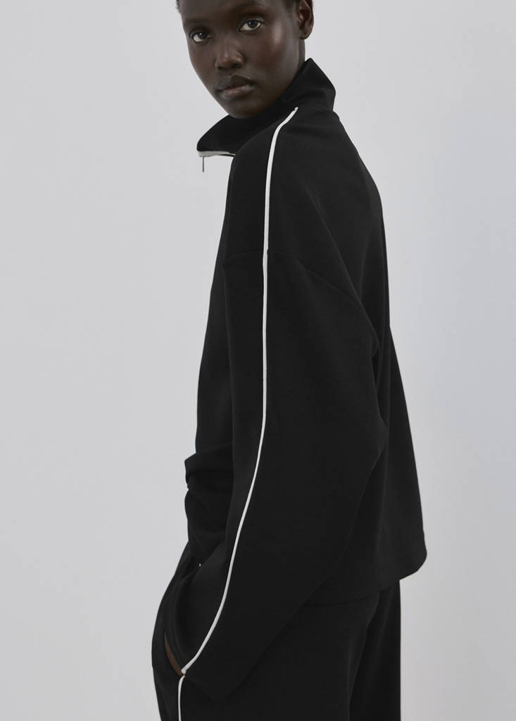 Straight-leg trousers with side stripe — Black