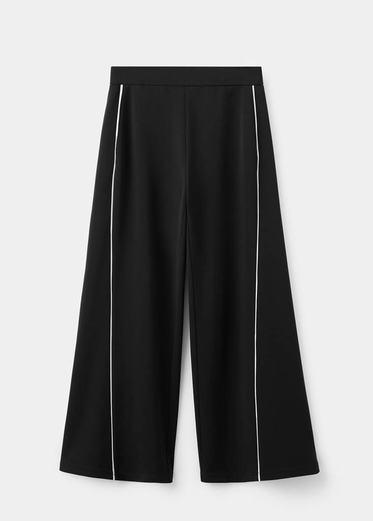 Straight-leg trousers with side stripe — Black