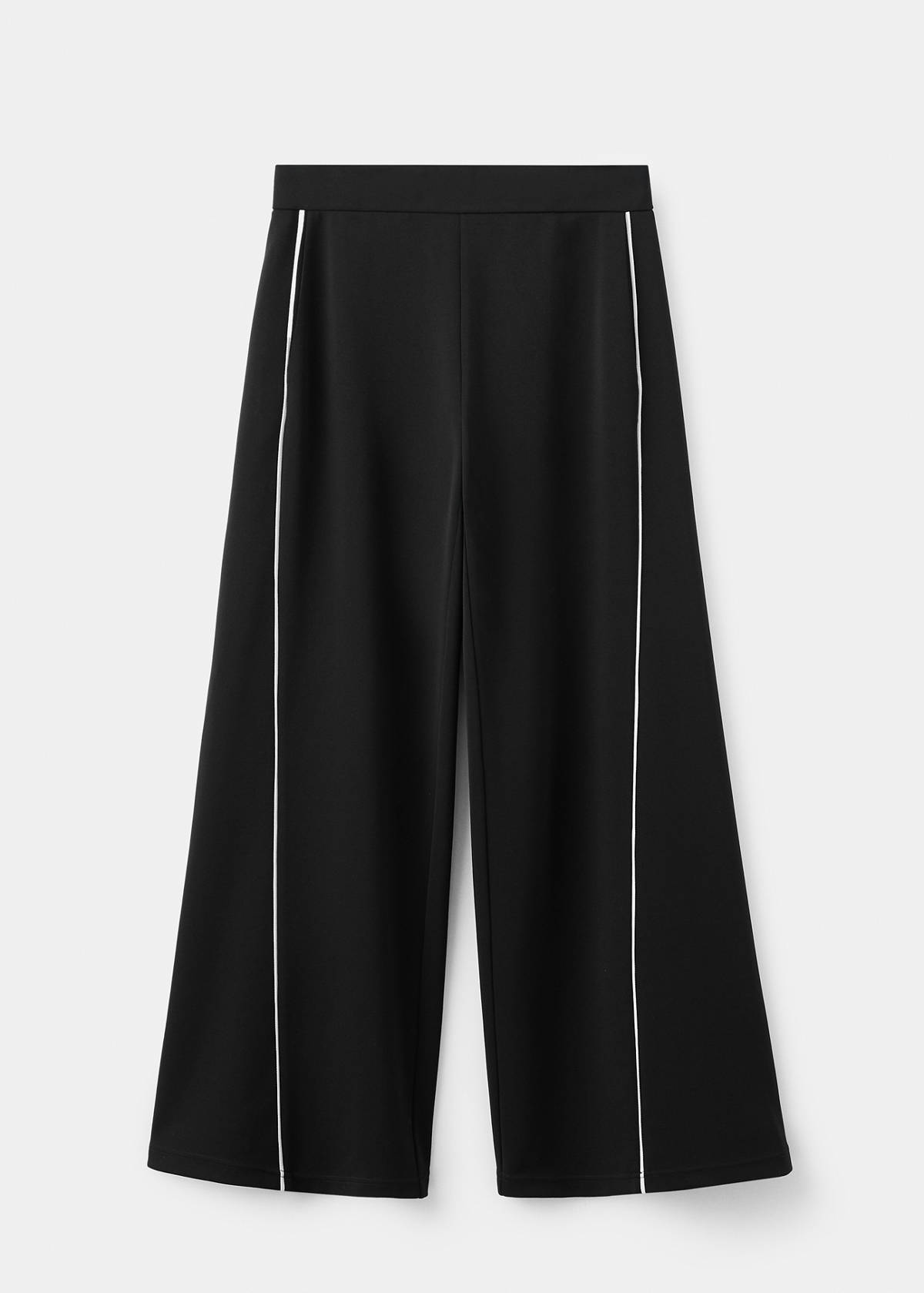Straight-leg trousers with side stripe — Black