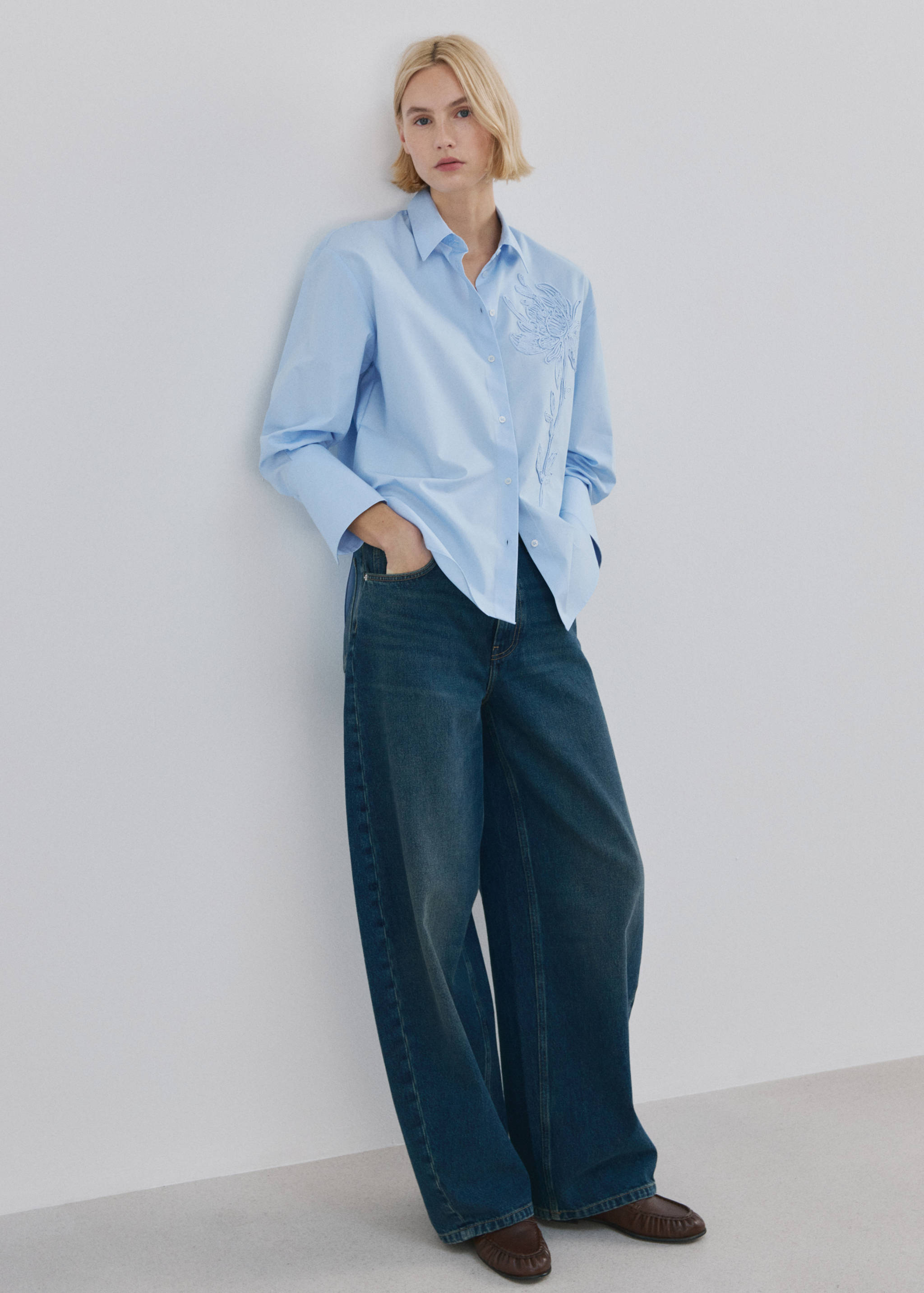 花朵刺绣衬衫 - null